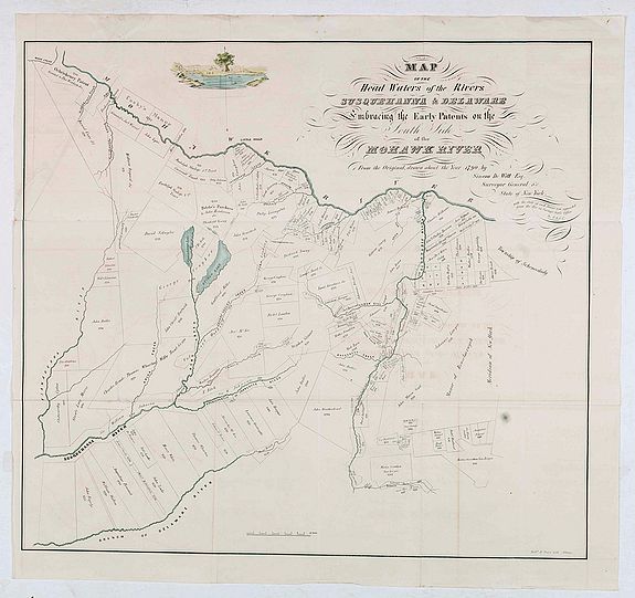 PEASE, R.H., Map of the Head Waters of the rivers Susquehanna & Delaware . . ., antique map, old maps