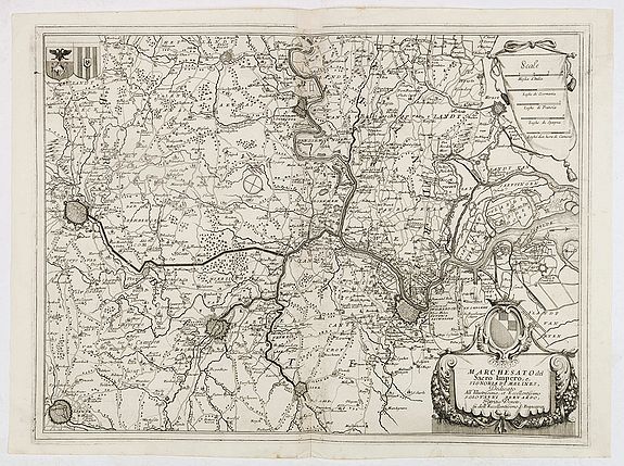 CORONELLI, V. M., Marchesato del sacro impero e signoria di Malines . . ., antique map, old maps
