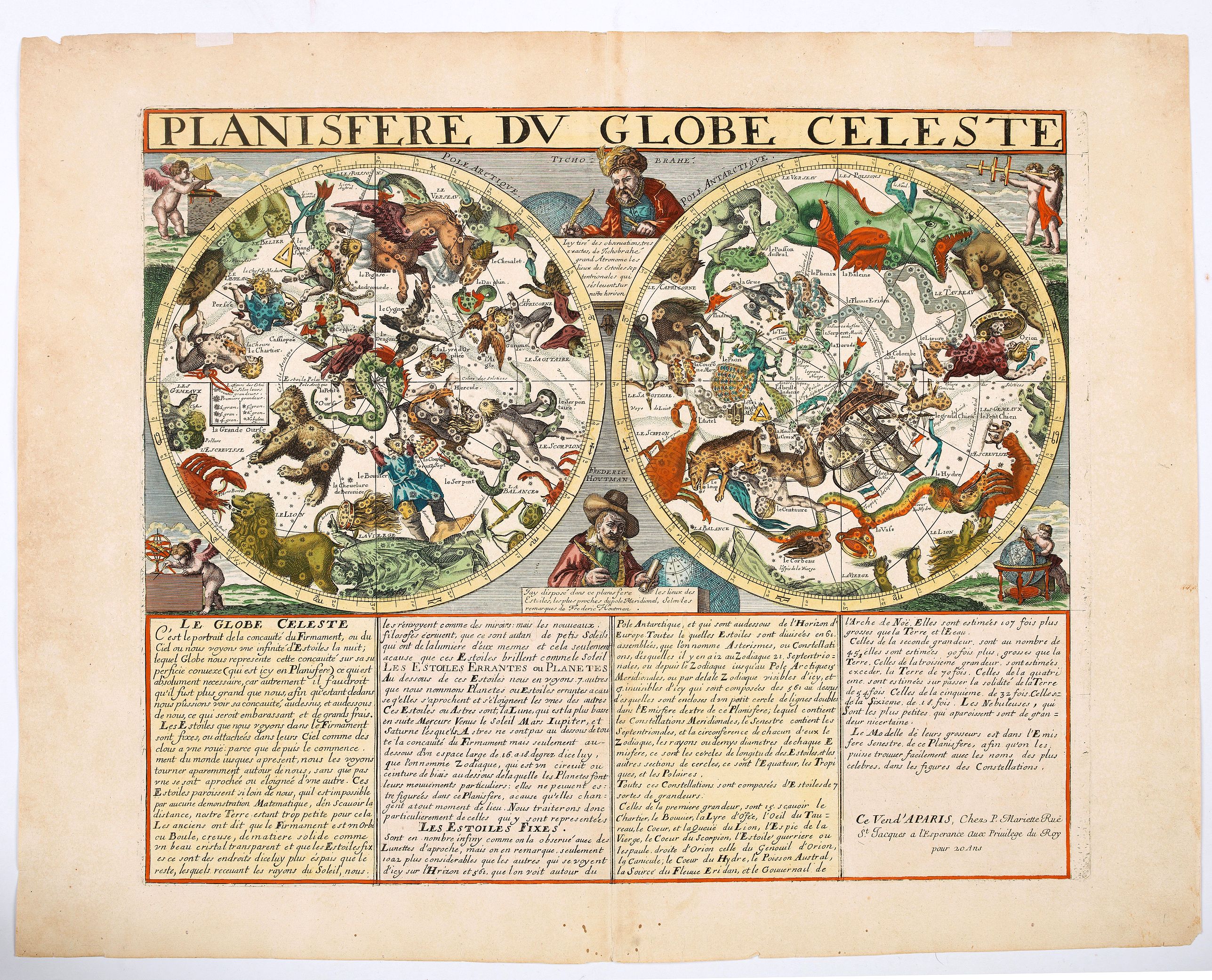 MARIETTE, P., Planisfere du Globe Celeste., antique map, old maps