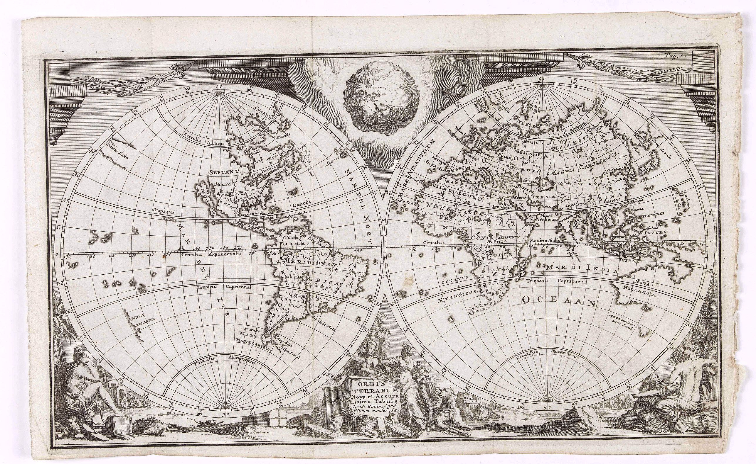 VAN DER AA, P., Orbis Terrarum Nova et accuratissima tabula., antique map, old maps