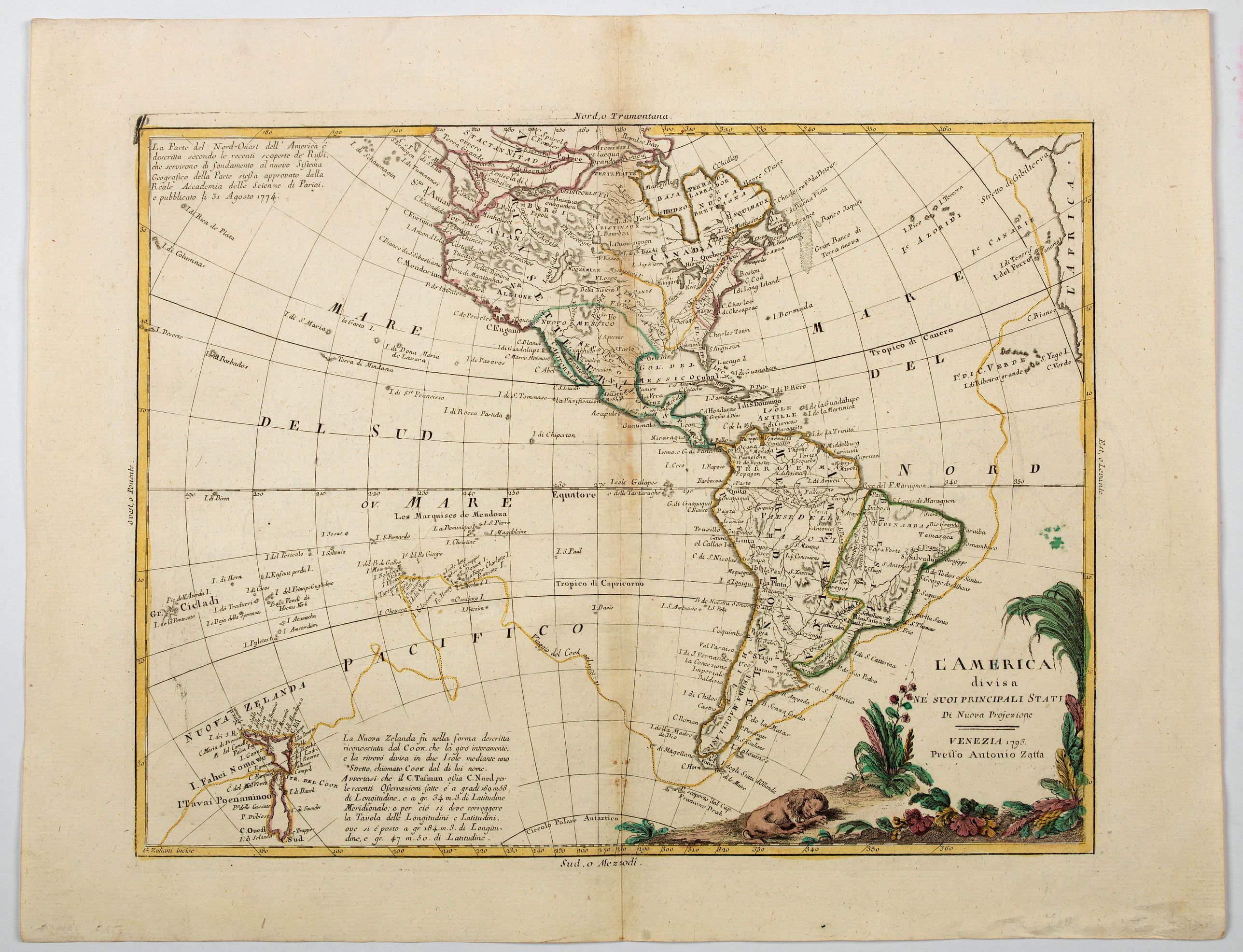 ZATTA, A., L'America divisa ne suoi principali Stati. . ., antique map, old maps