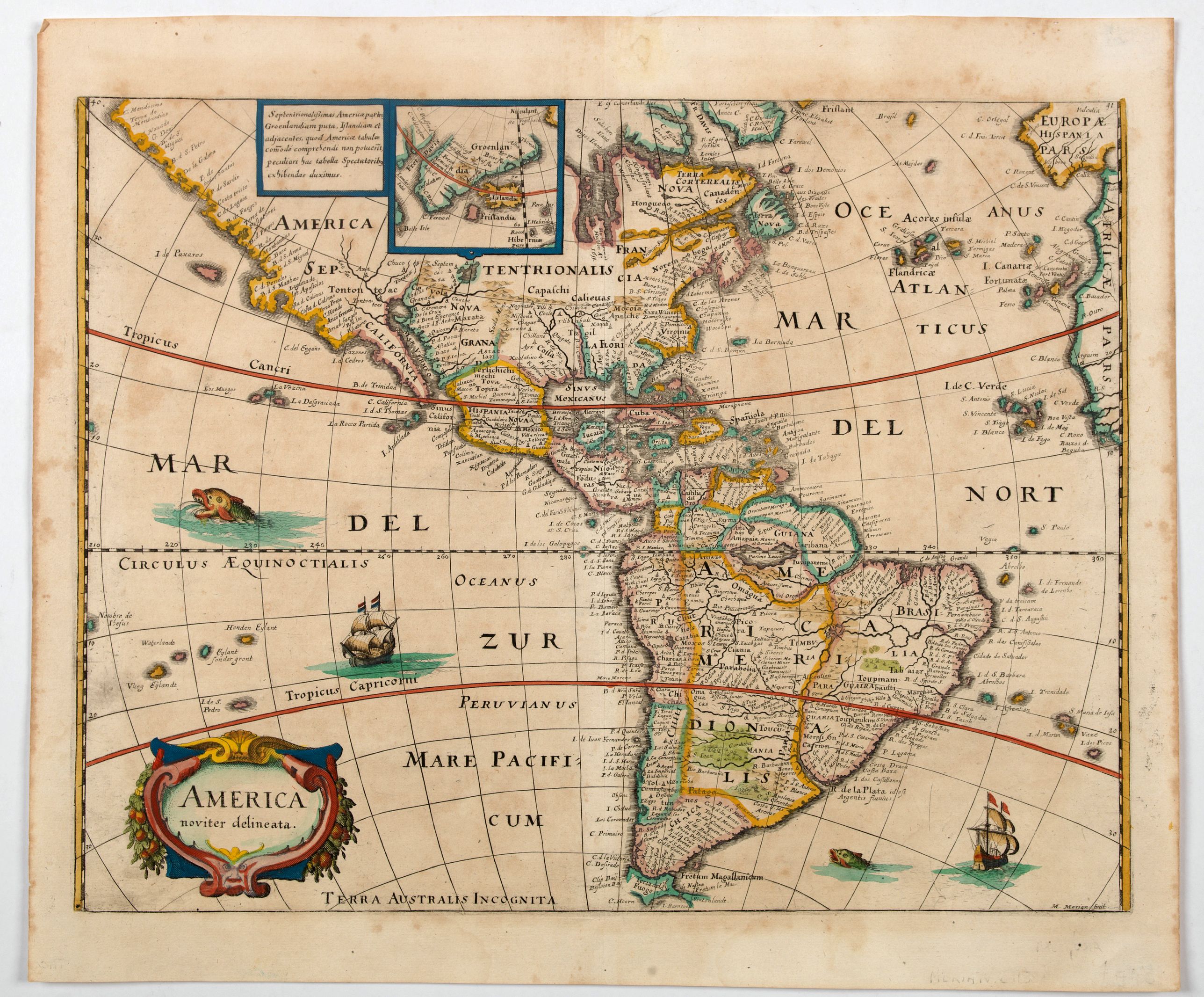 MERIAN, M., America noviter delineata., antique map, old maps