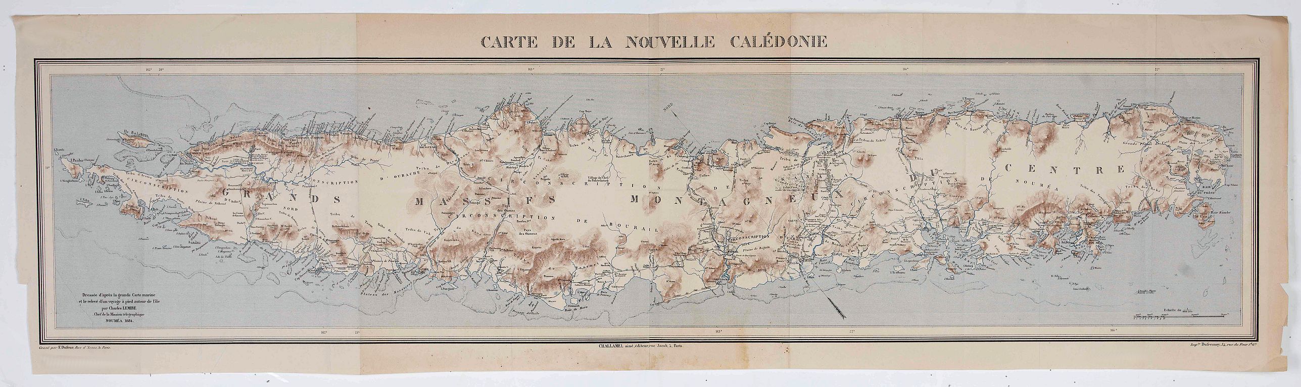 CHALLAMEL AINE, Carte de la Nouvelle Calédonie., antique map, old maps