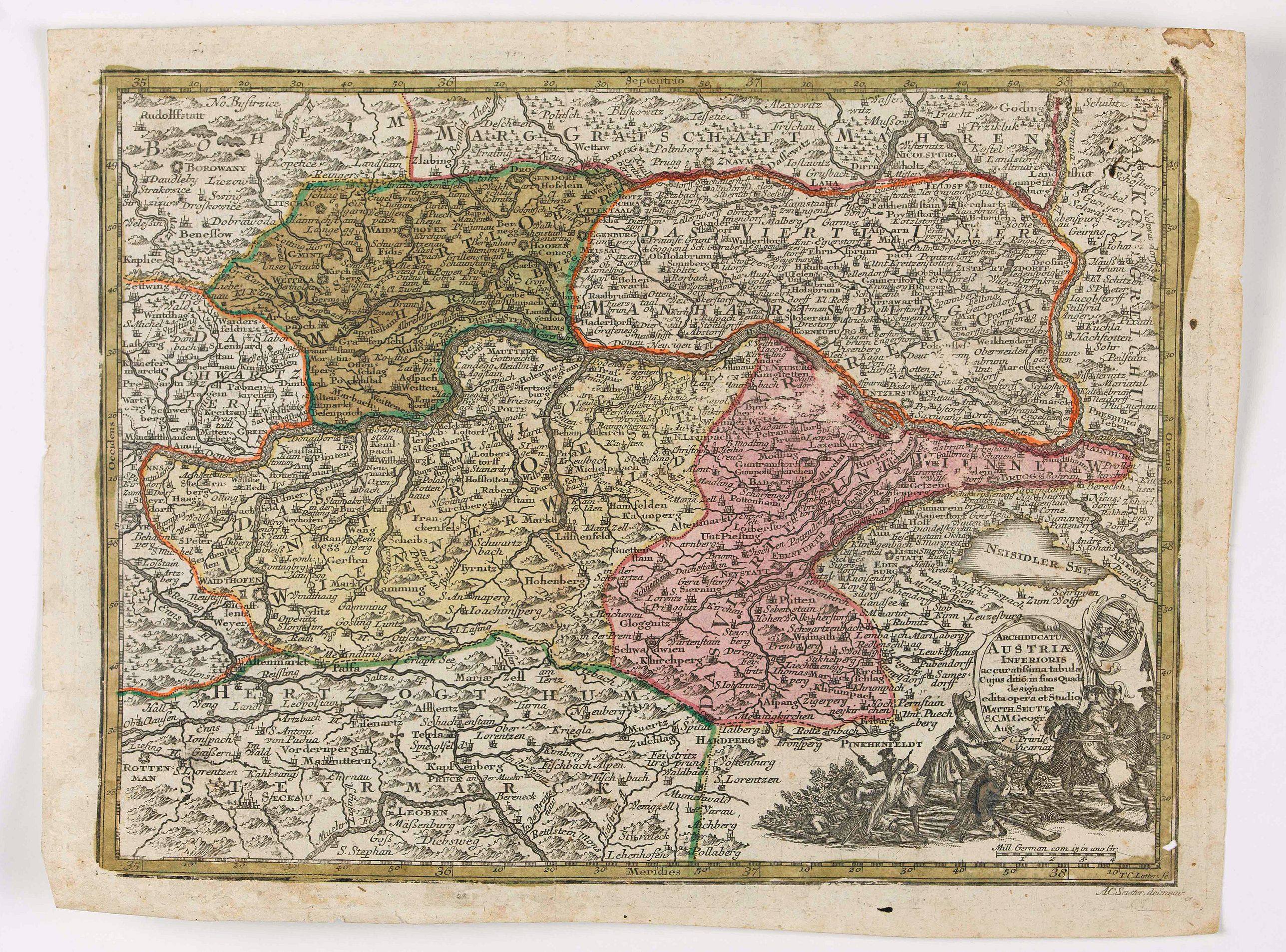 SEUTTER,M., Archiducatus Austriae Inferioris.., antique map, old maps