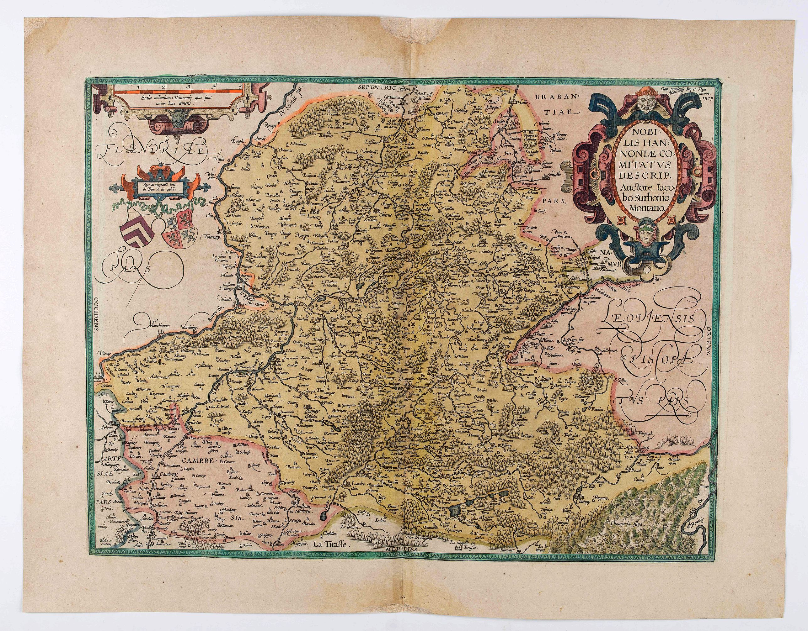 ORTELIUS, A., Nobilis Hannoniae Comitatus Descrip., antique map, old maps