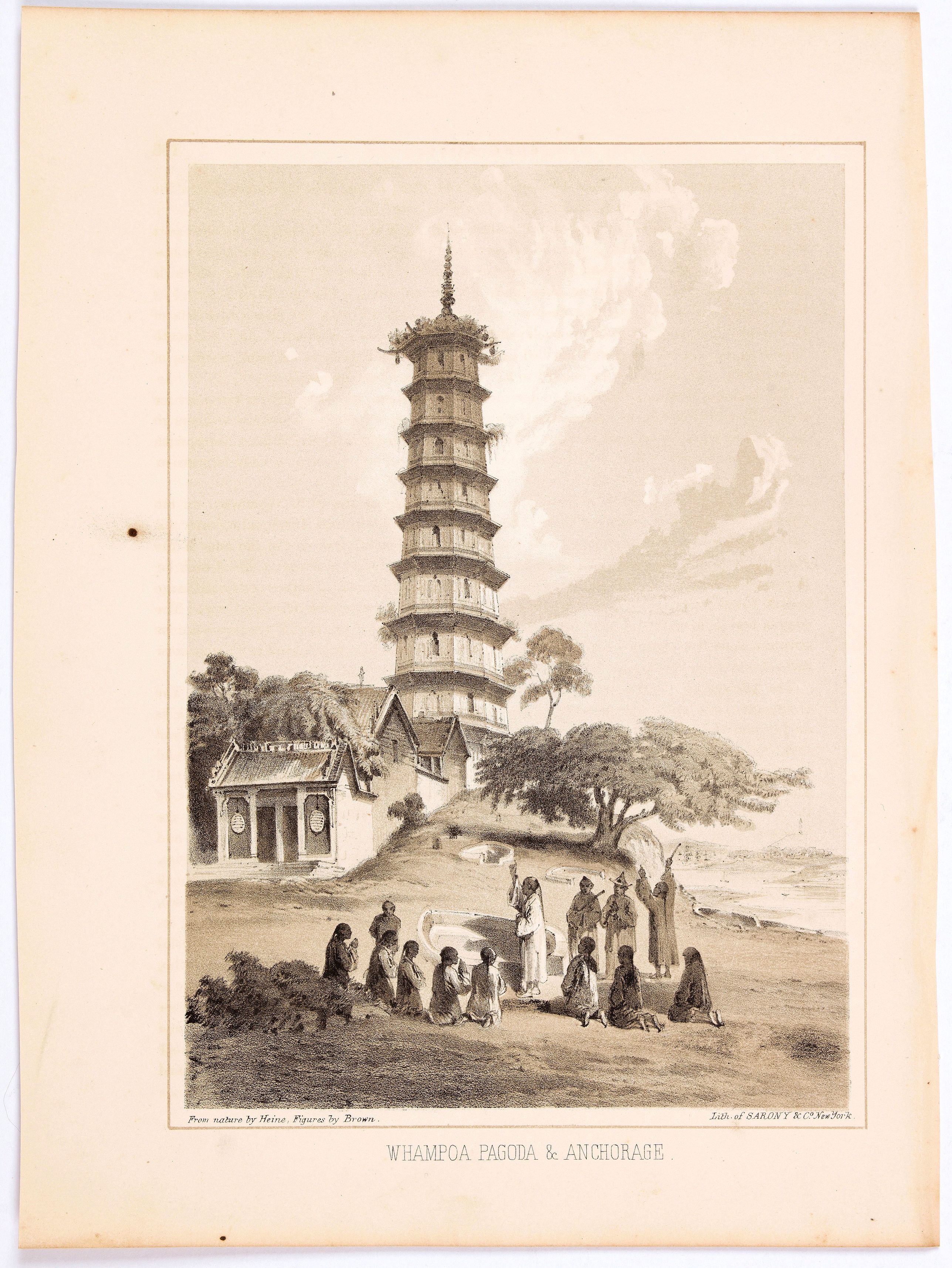 HEINE, Wilhelm., Whampoa Pagoda & Anchorage., antique map, old maps