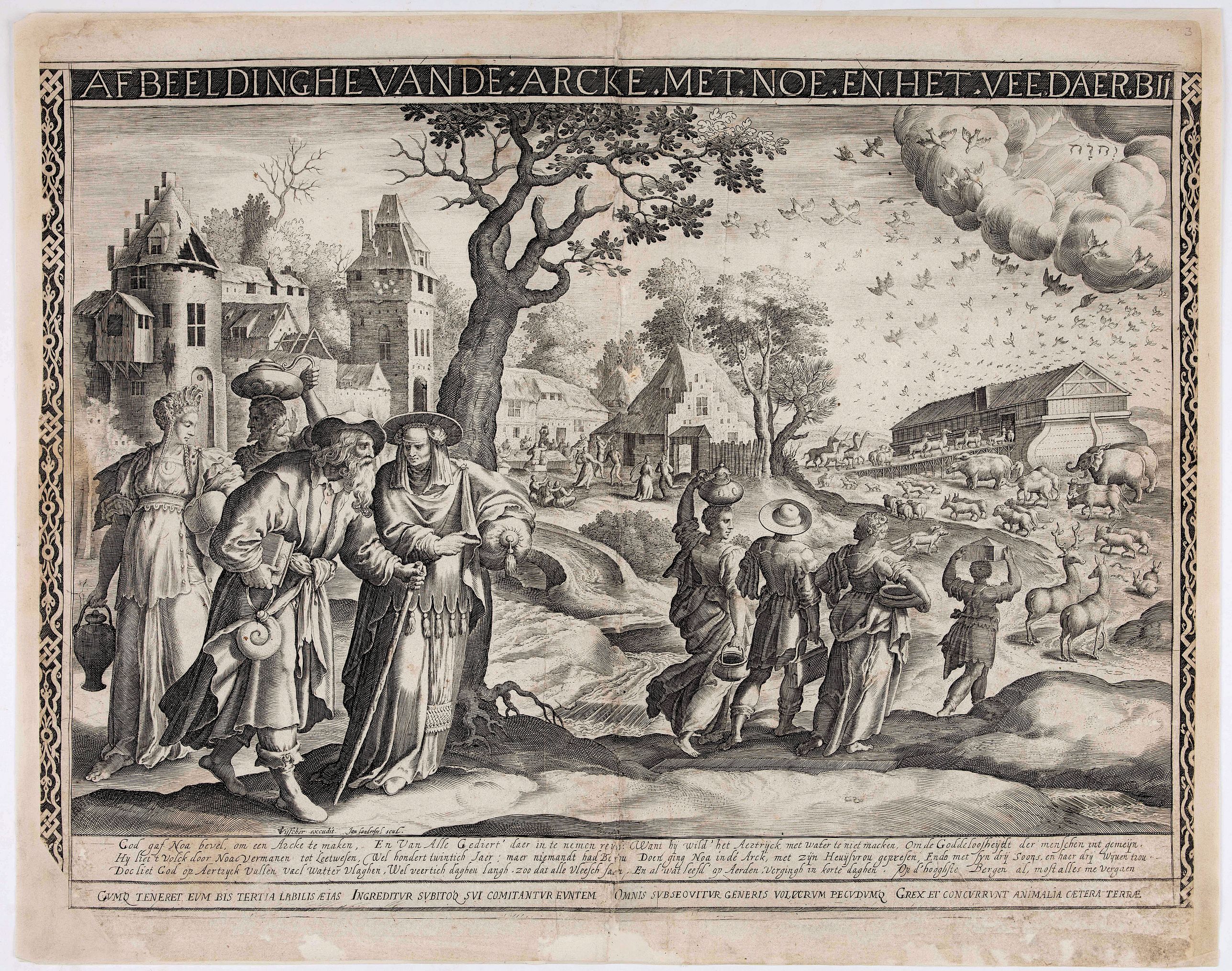 VISSCHER, C.J. / SONDERSEEL, J., Afbeeldinghe vande: arck. met. Noe. en. het. vee. daer. bij., antique map, old maps