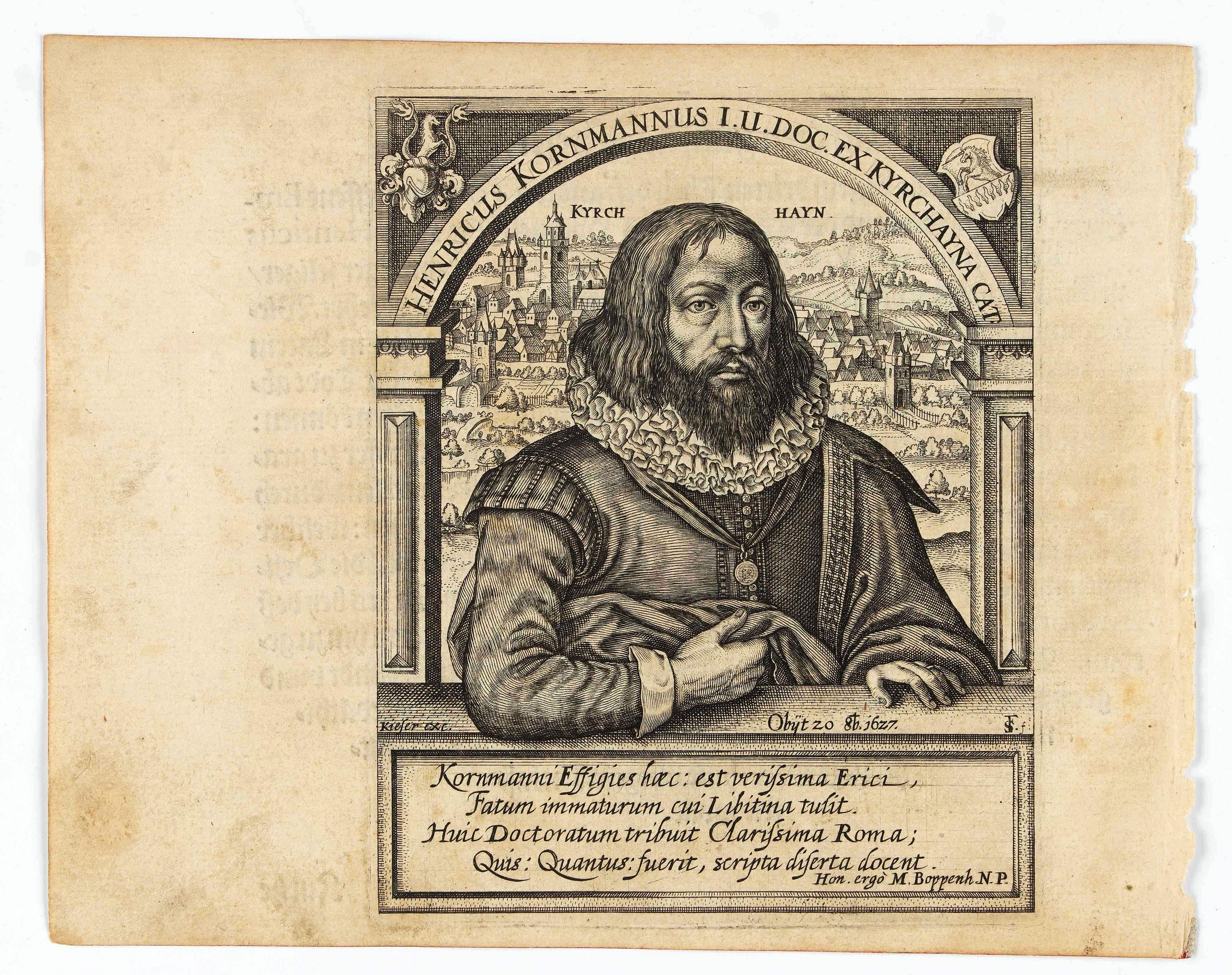 MEISNER, D. / FURCK, S., Henricus Kornmannus I.U. Doc. ex Kyrchayna cat., antique map, old maps