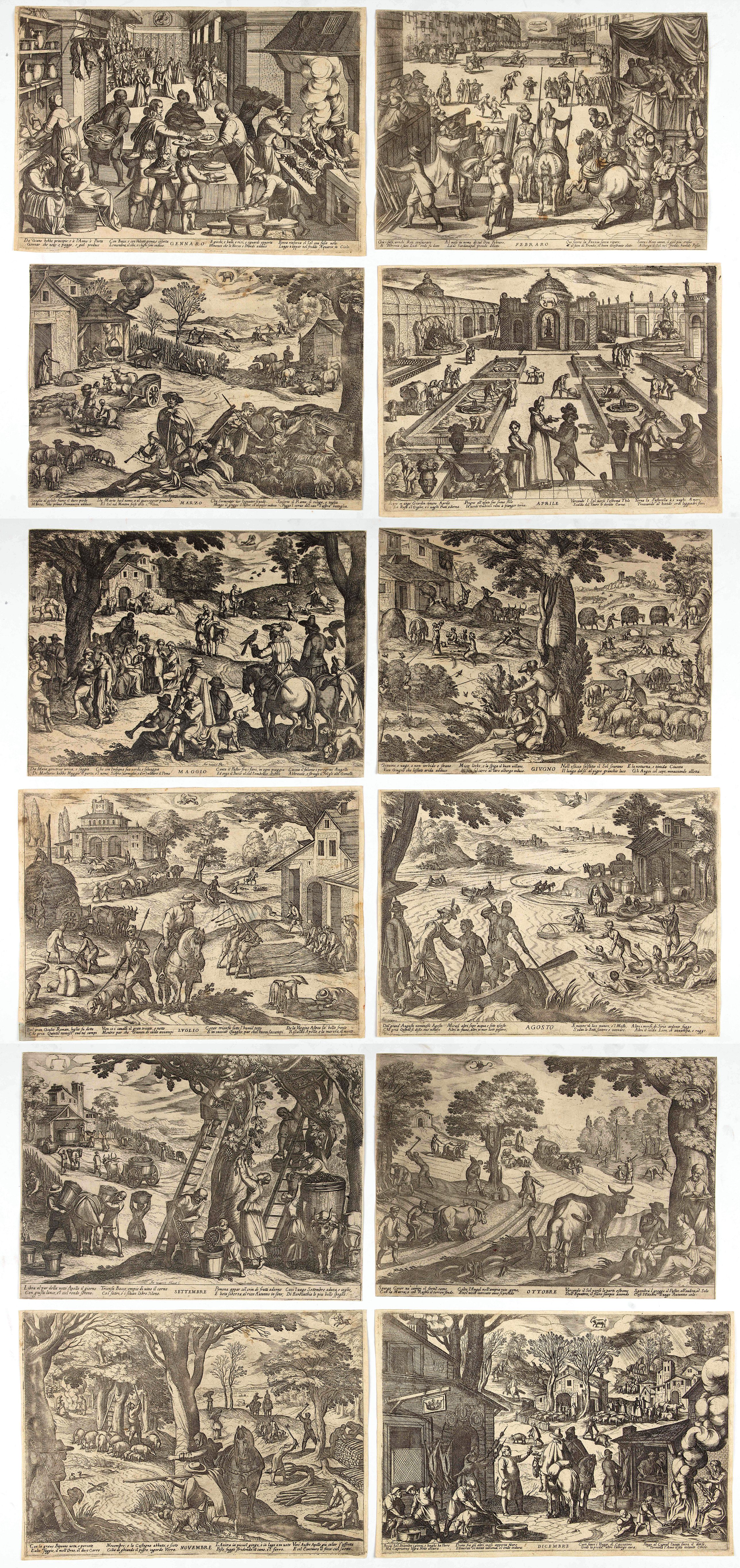 TEMPESTA, A., (12 Month's of the year), antique map, old maps