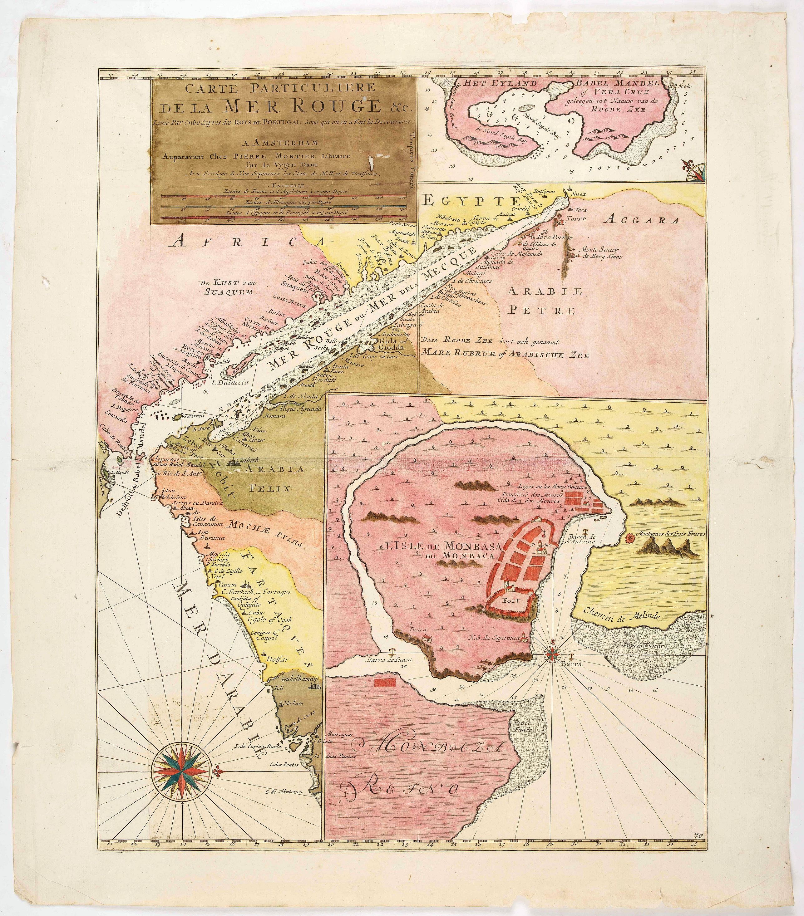MORTIER, P., Carte Particuliere de la Mer Rouge &c., antique map, old maps