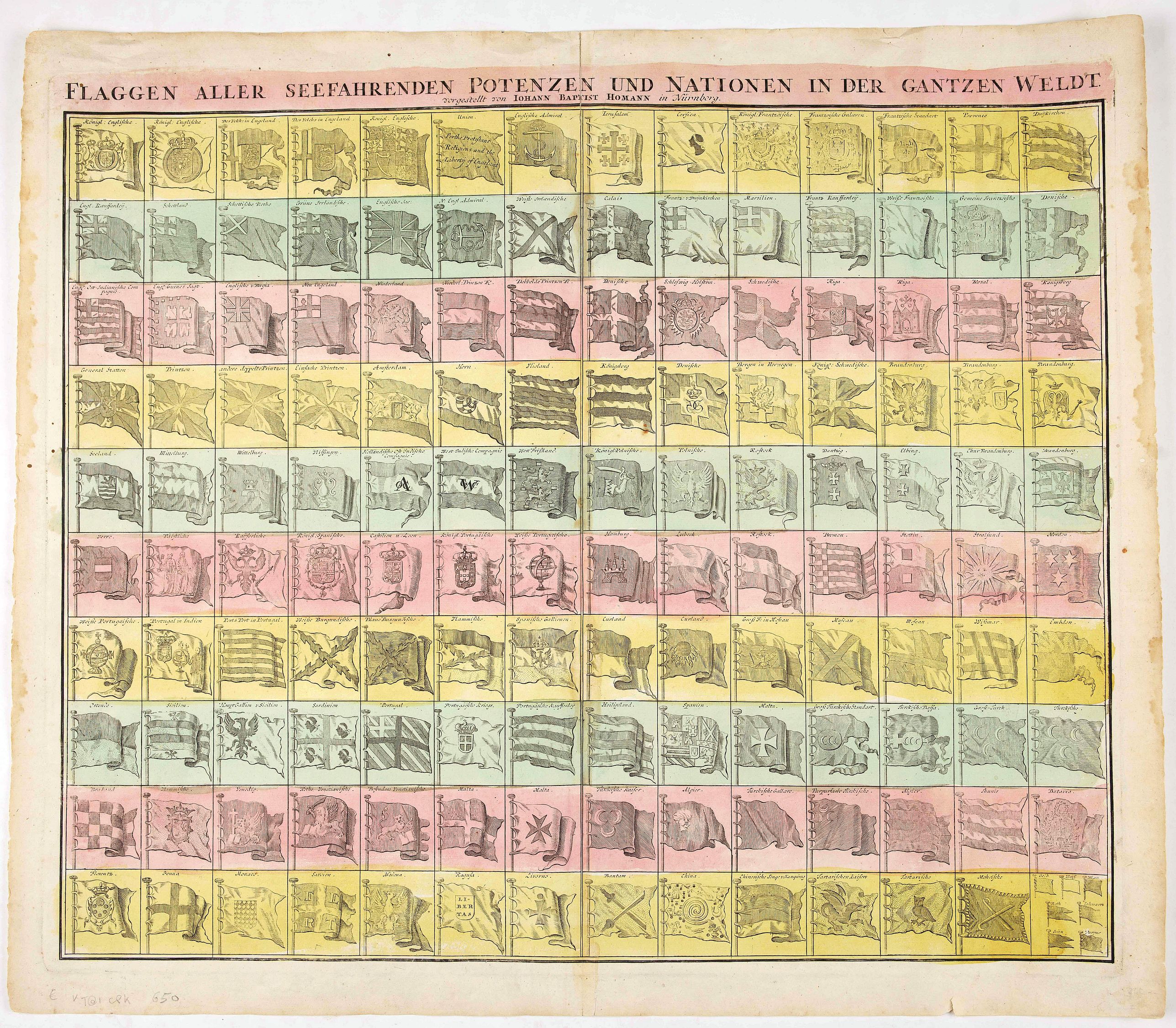 HOMANN, J.B., Flaggen aller seefahrenden potenzen und nationen.., antique map, old maps