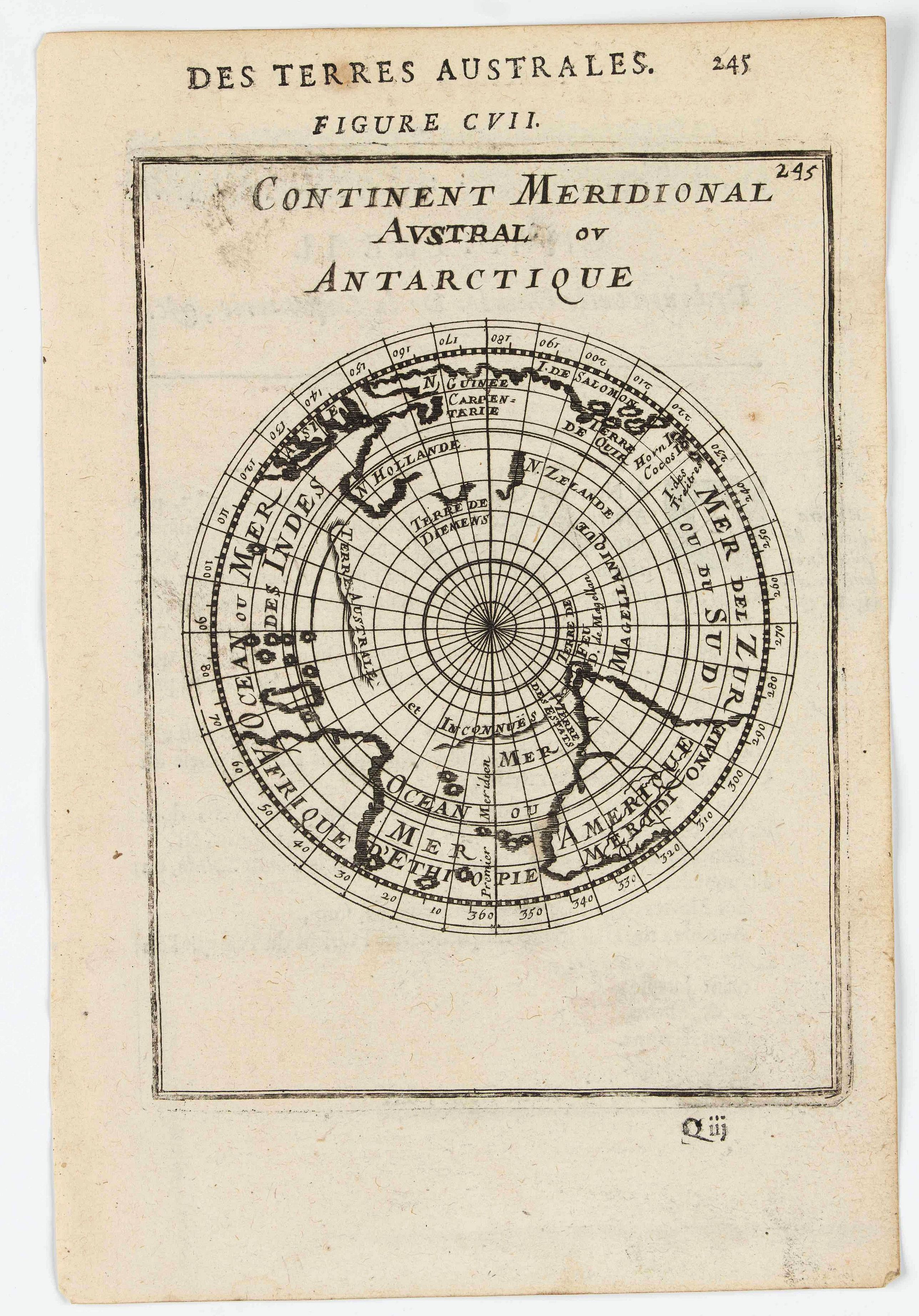 MANESSON MALLET, A., Continent Meridional Austral ou Antartique., antique map, old maps