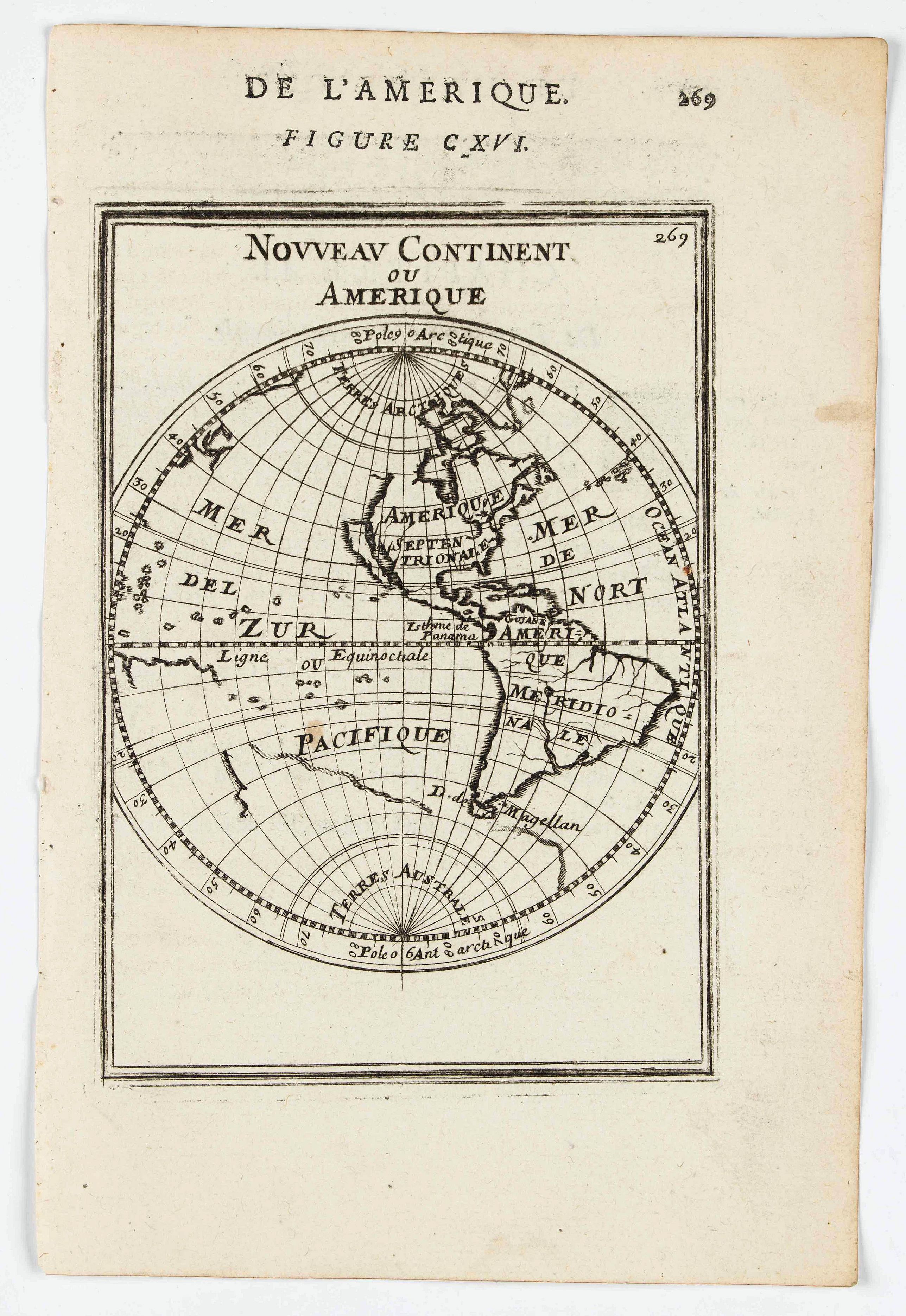 MANESSON MALLET, A., Nouveau Continent ou Amerique., antique map, old maps