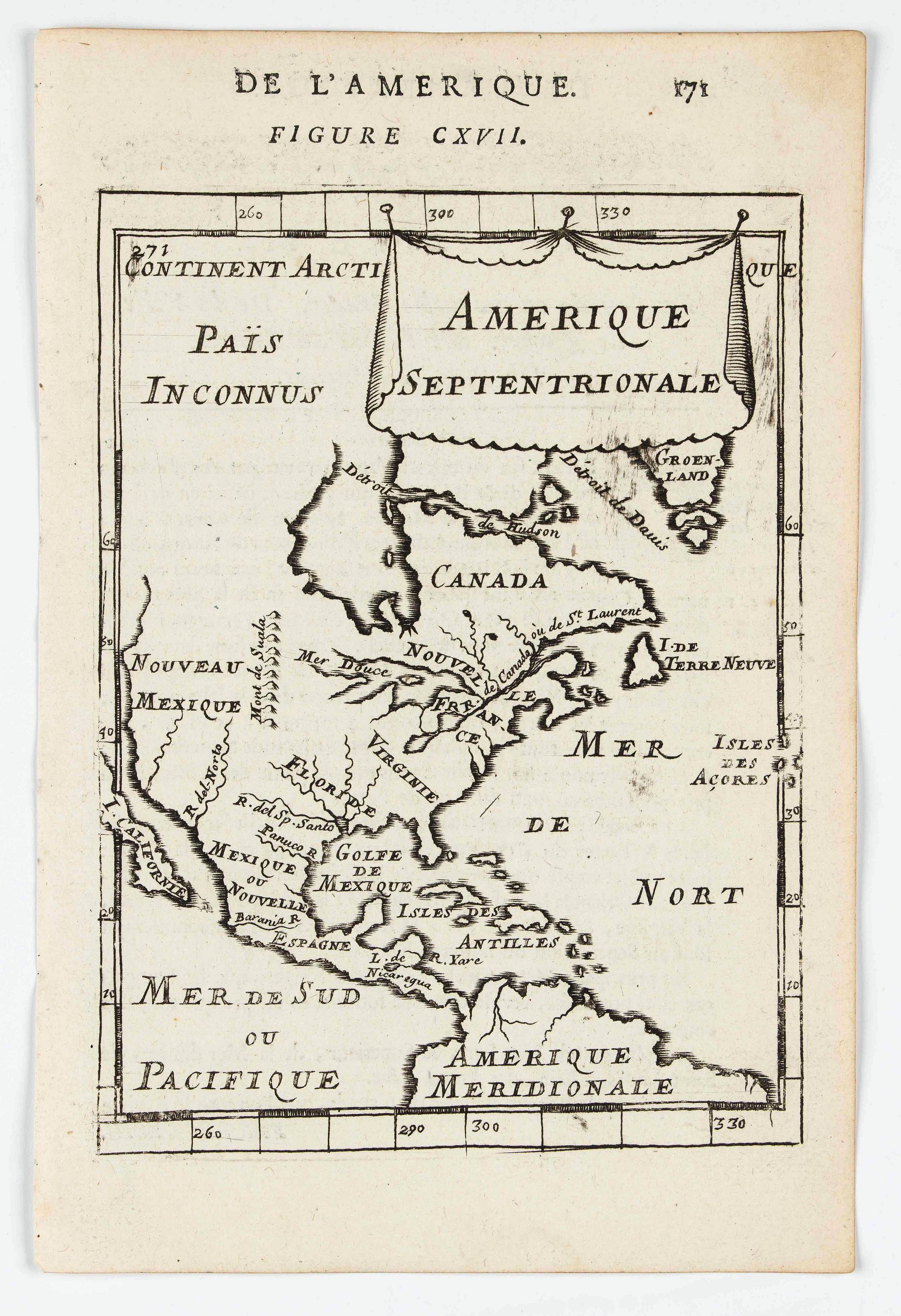 MANESSON MALLET, A., Amerique Septentrionale., antique map, old maps