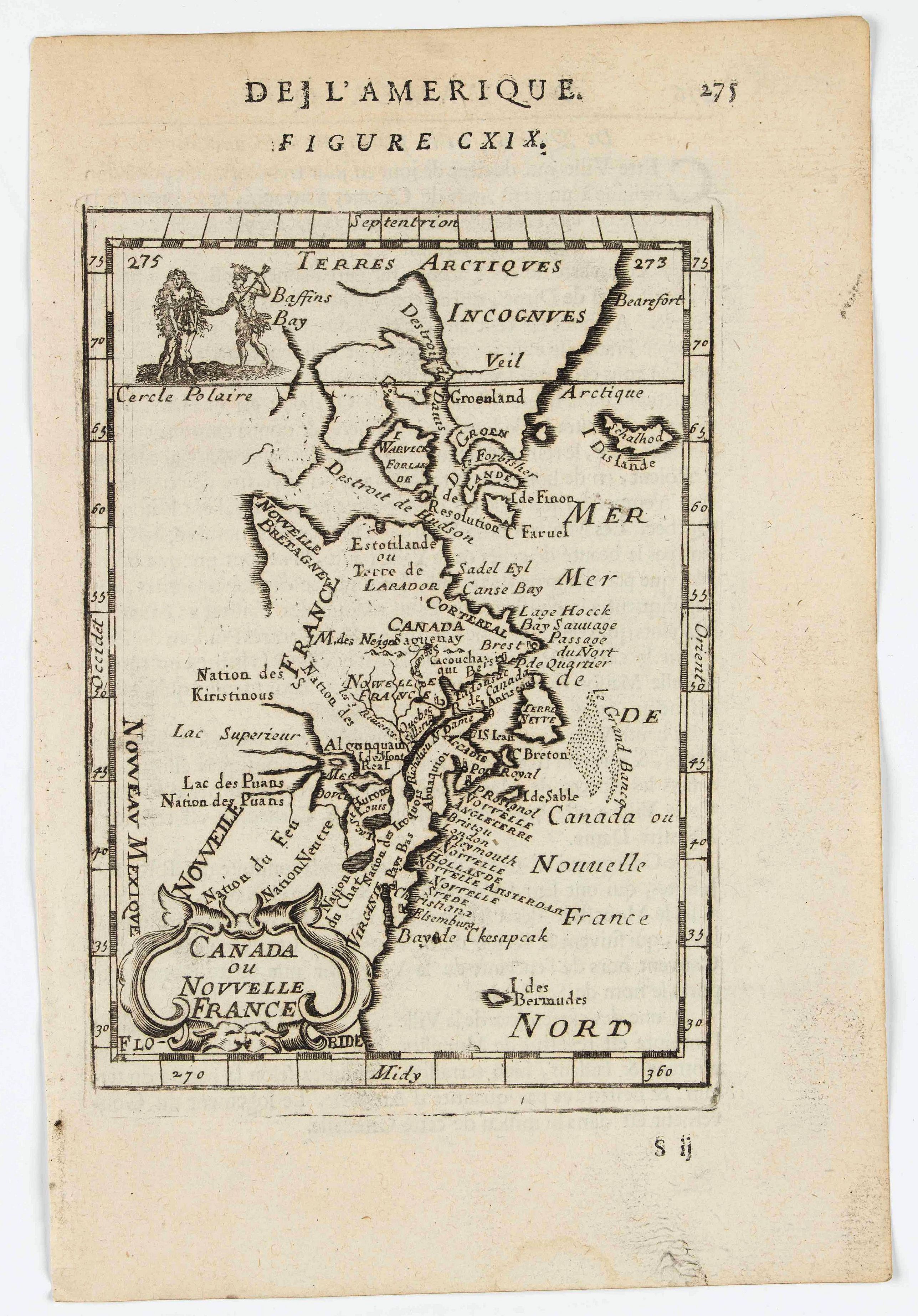 MANESSON MALLET, A., Canada ou Nouvelle France., antique map, old maps