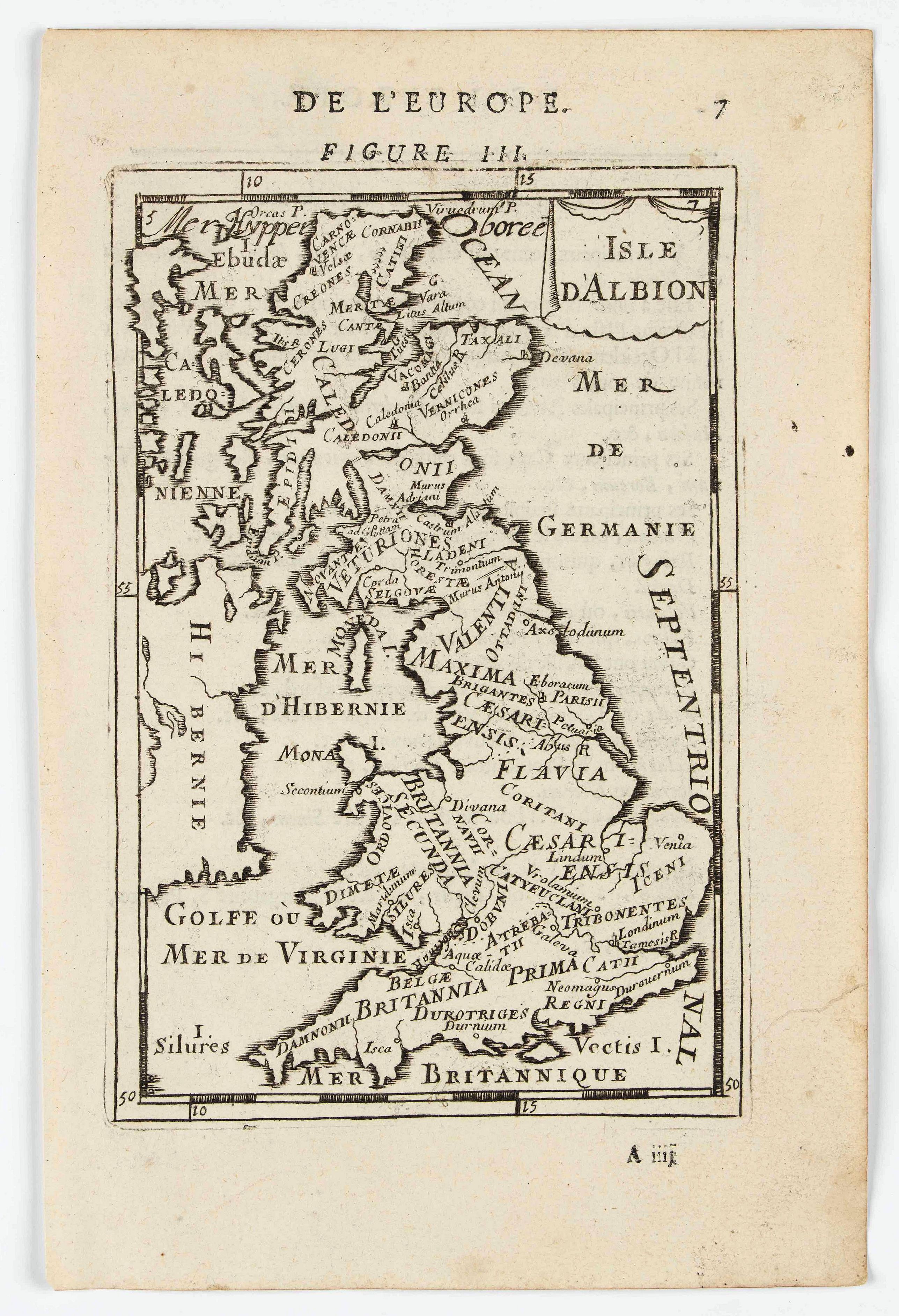 MANESSON MALLET, A., Isle d'Albion., antique map, old maps