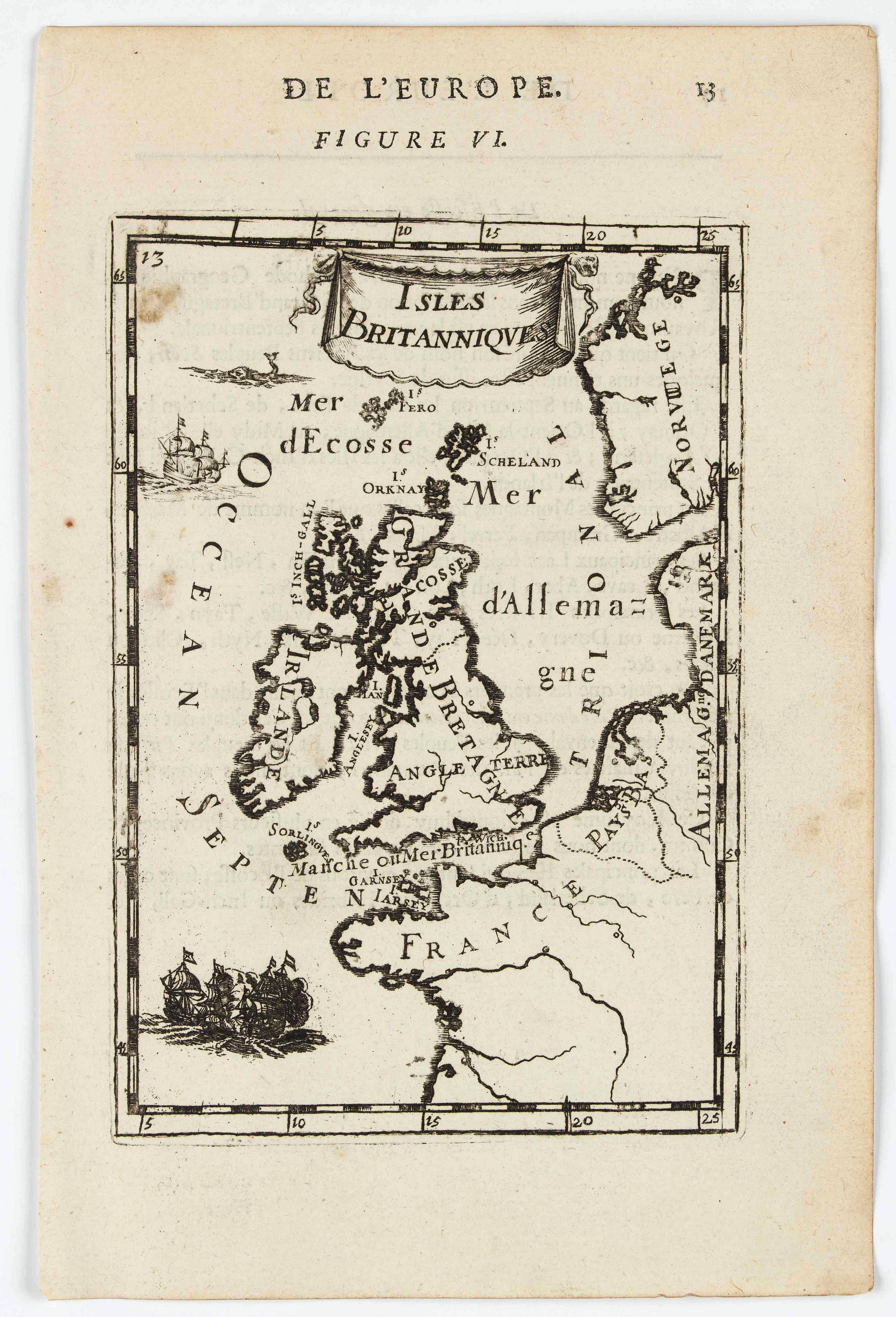 MANESSON MALLET, A., Isles Britanniques., antique map, old maps