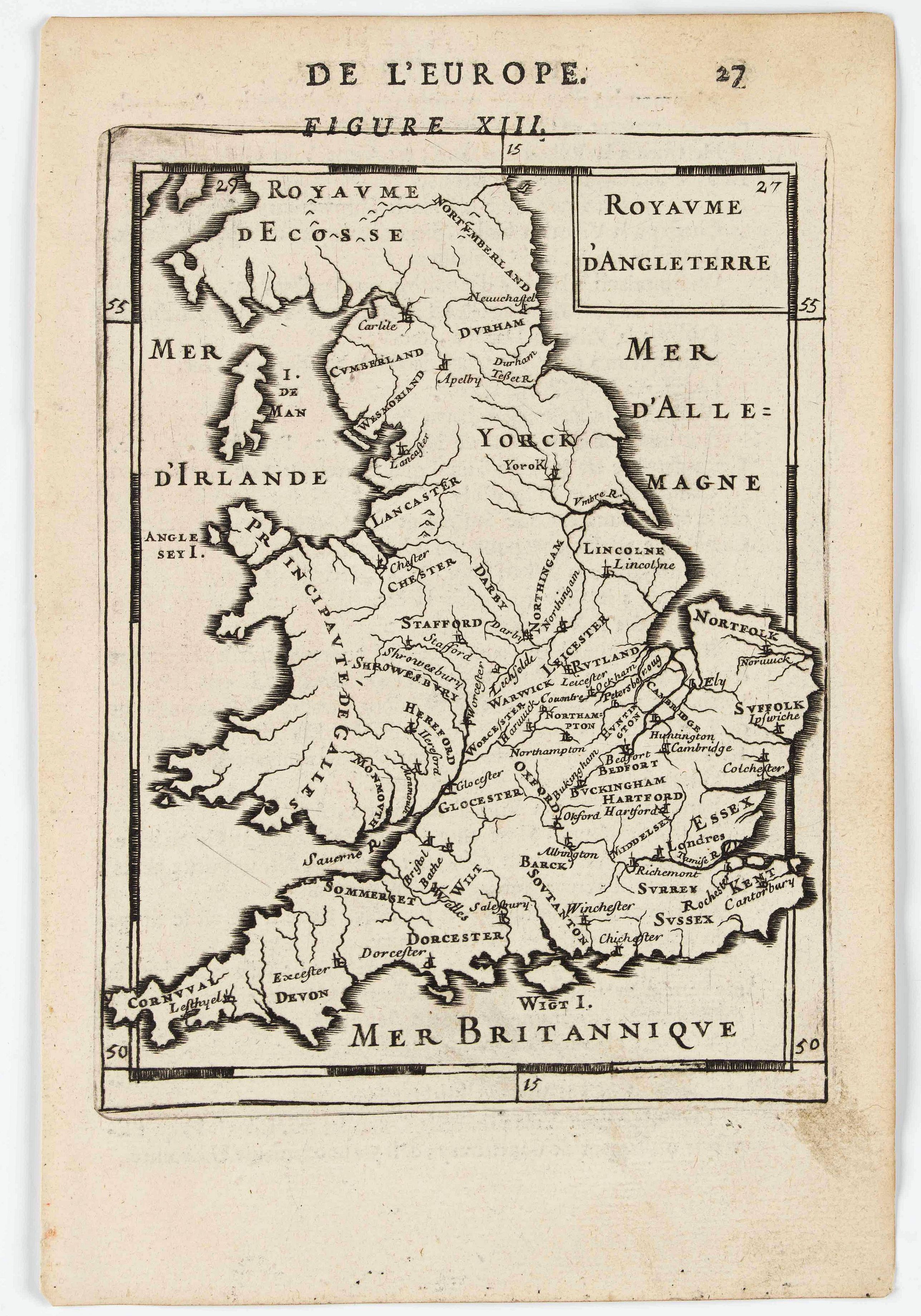 MANESSON MALLET, A., Royaume d'Angleterre., antique map, old maps