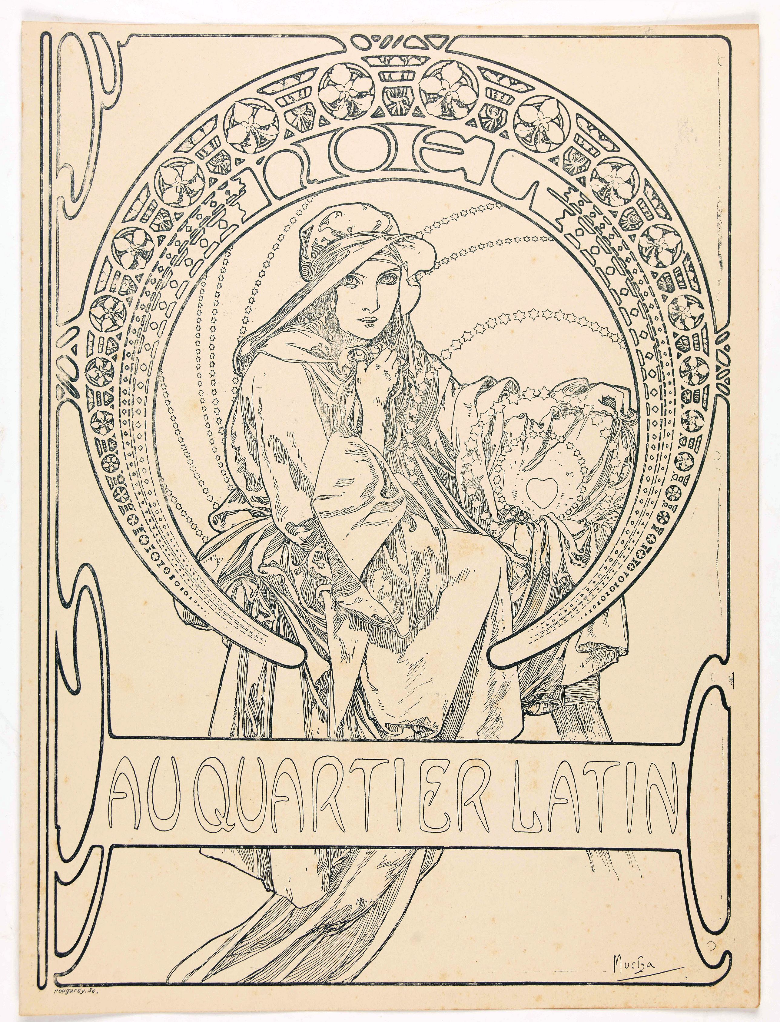 MUCHA, A., Au quartier Latin., antique map, old maps