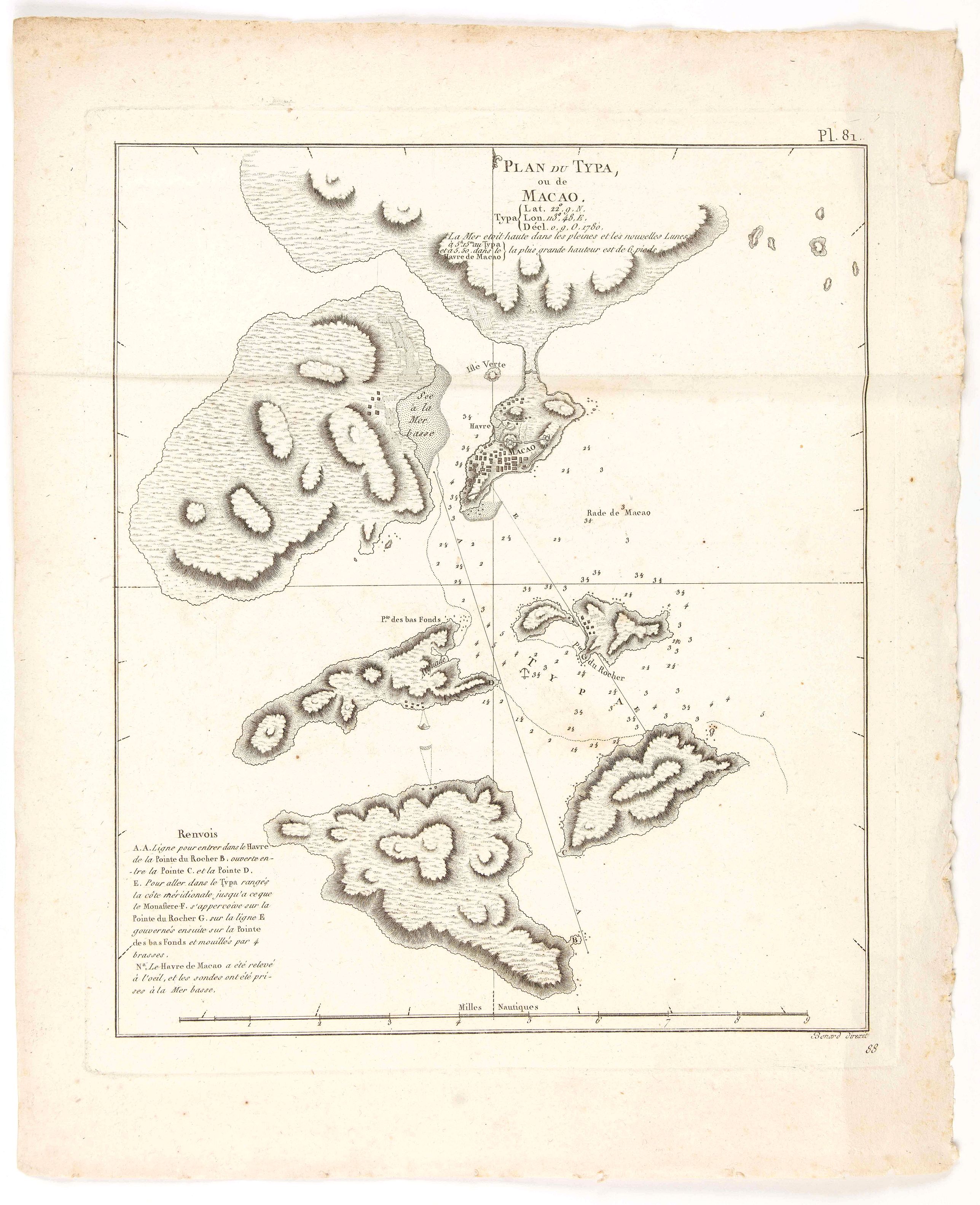 BONNE, Rigobert., Plan du Typa, ou de Macao., antique map, old maps