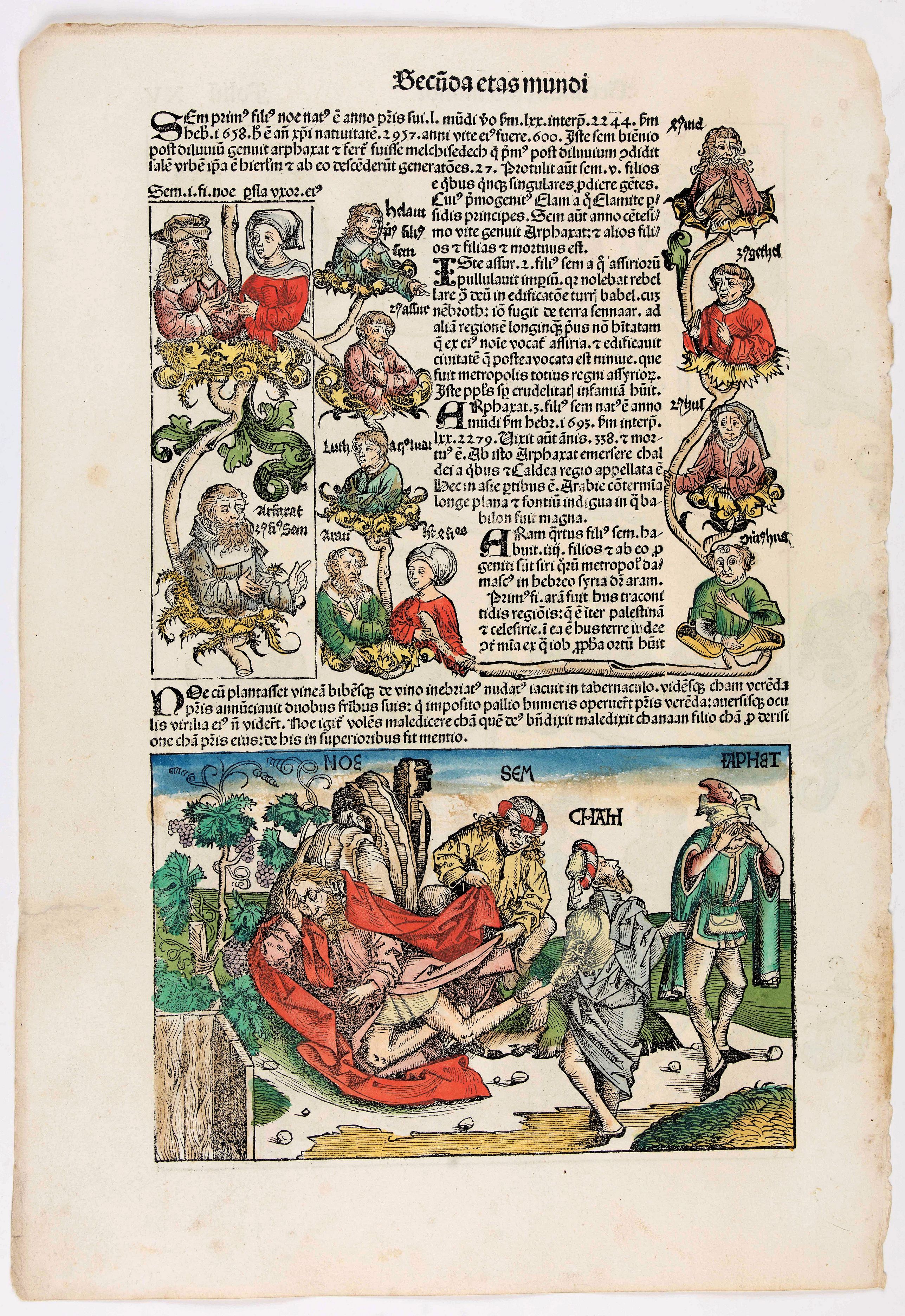 SCHEDEL, H., Secunda Etas Mundi. Foliu XV, antique map, old maps