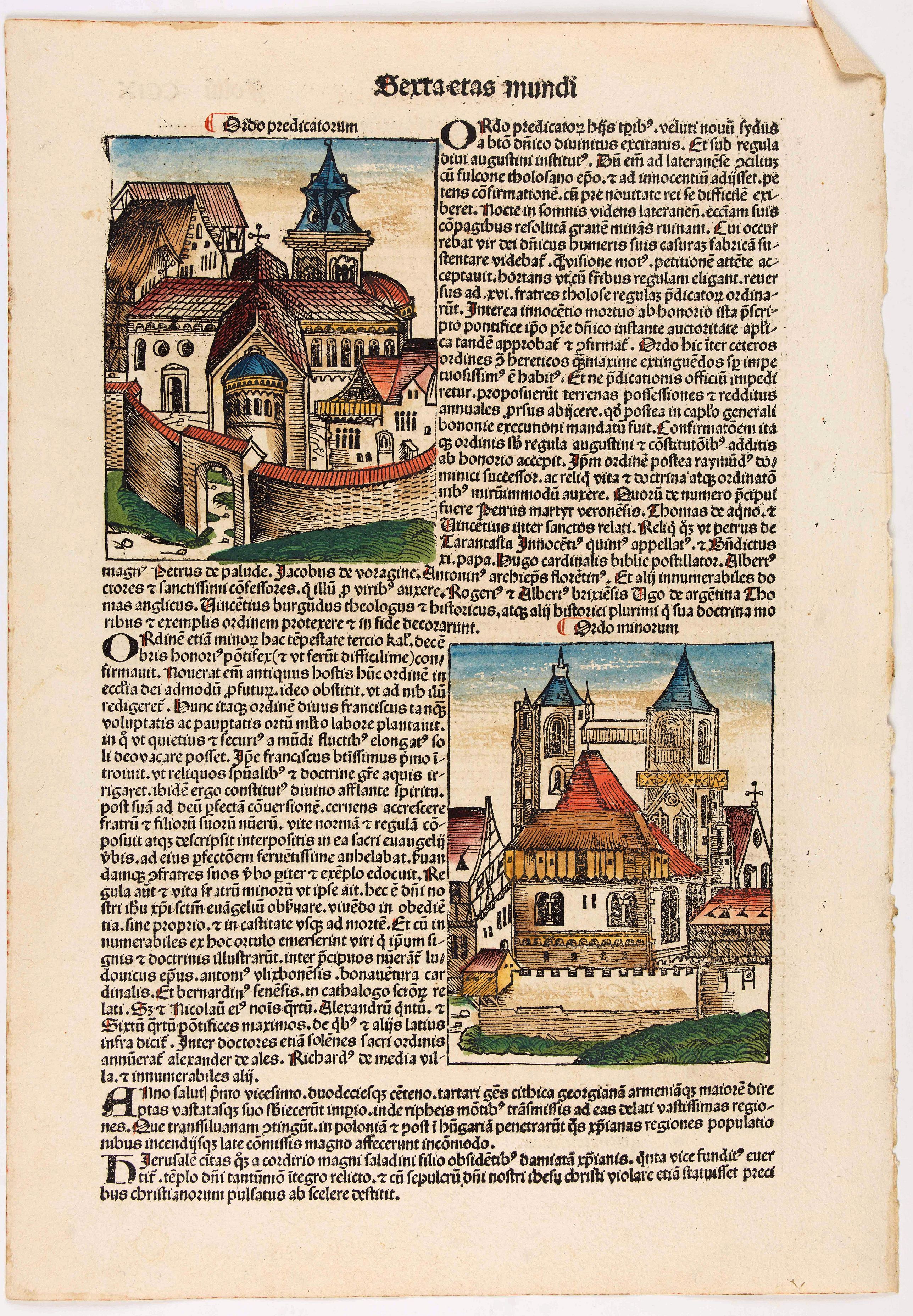 SCHEDEL, H., Quita Etas Mundi. Folium.CCIX., antique map, old maps