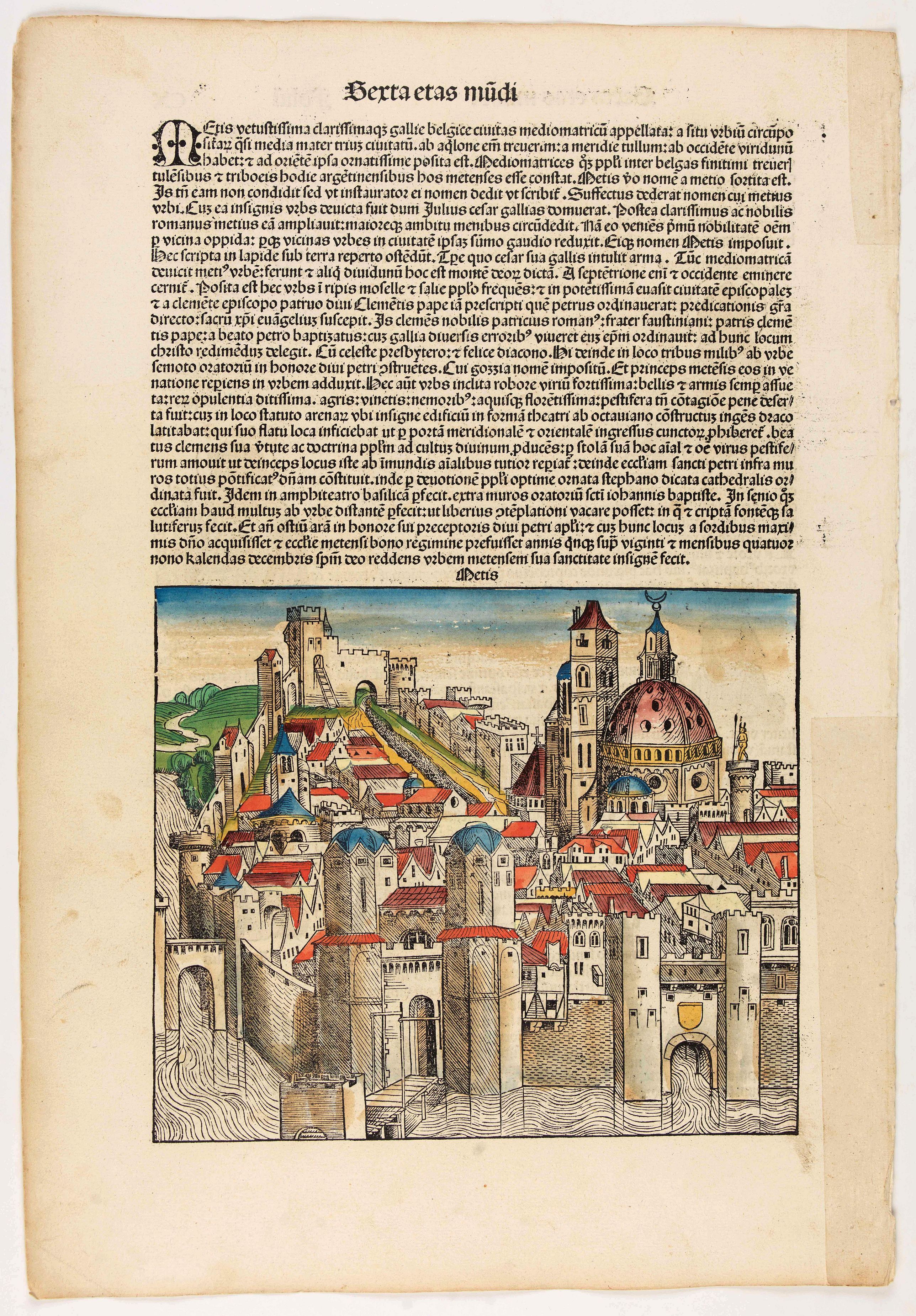 SCHEDEL, H., Terta Etas Mundi. Foliu CX, antique map, old maps