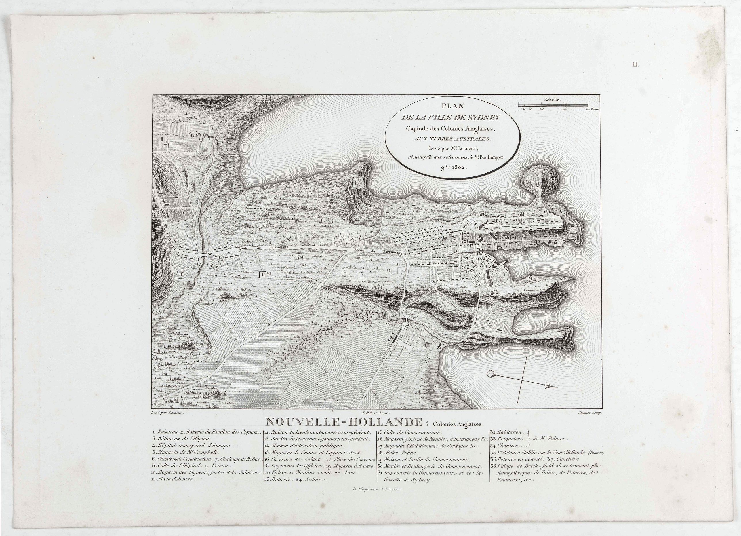 LESUEUR, C-A. / PERON, F., Plan de la Ville de Sydney., antique map, old maps