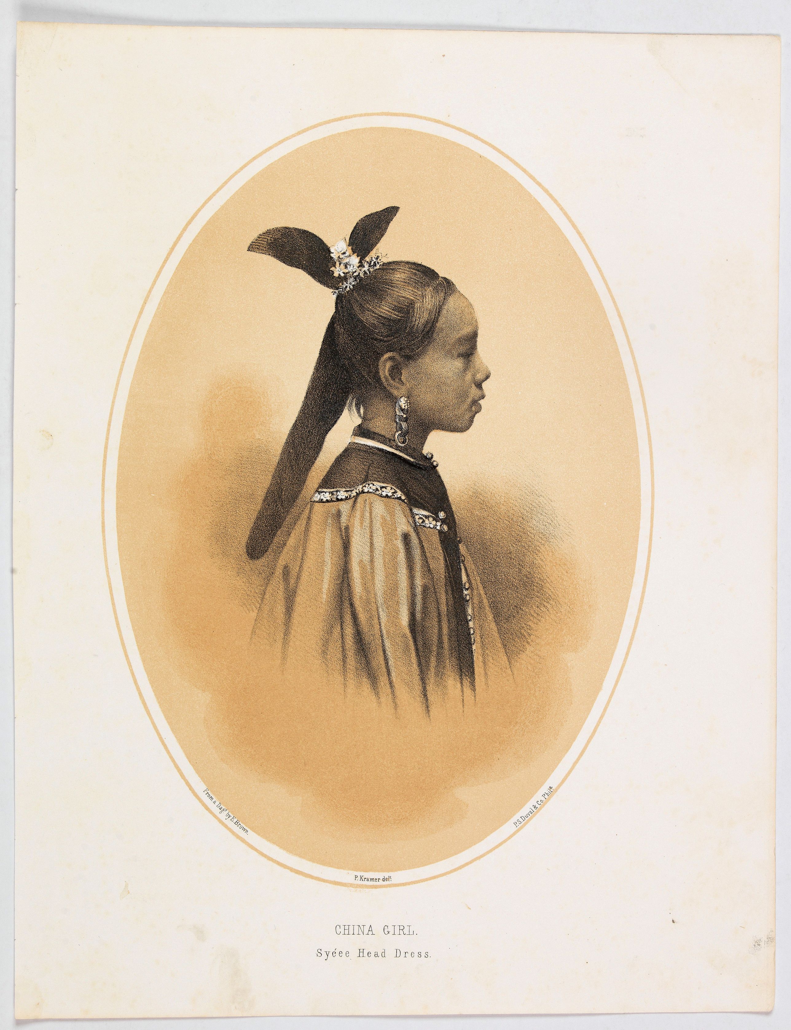 KRAMER / DUVAL., China Girl. Sycee head Dress., antique map, old maps