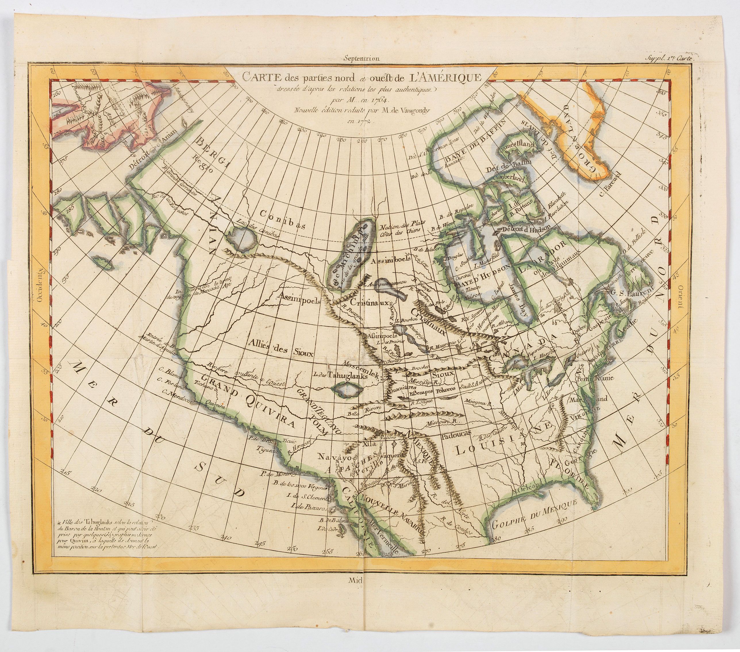 DIDEROT / DE VAUGONDY., Carte des parties nord et ouest de L' Amerique. . ., antique map, old maps