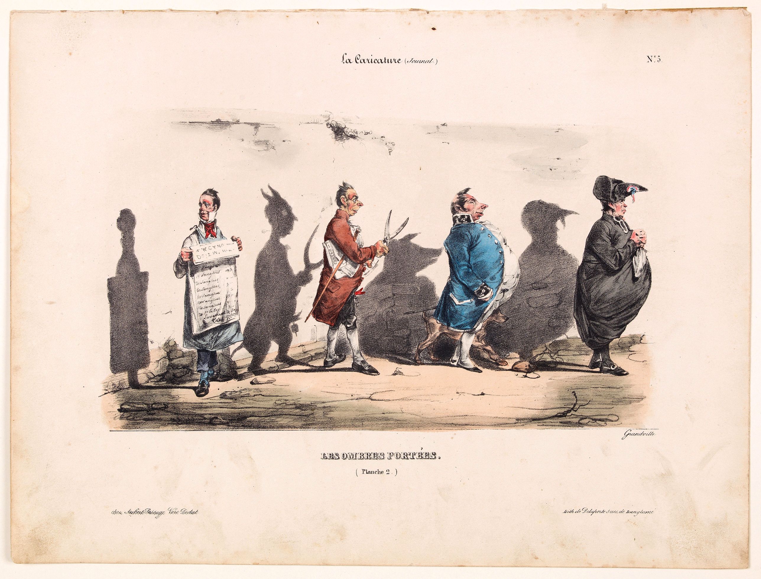 GRANDVILLE, J-J., Les Ombres Portees. La Caricature (Journal) No. 5, antique map, old maps