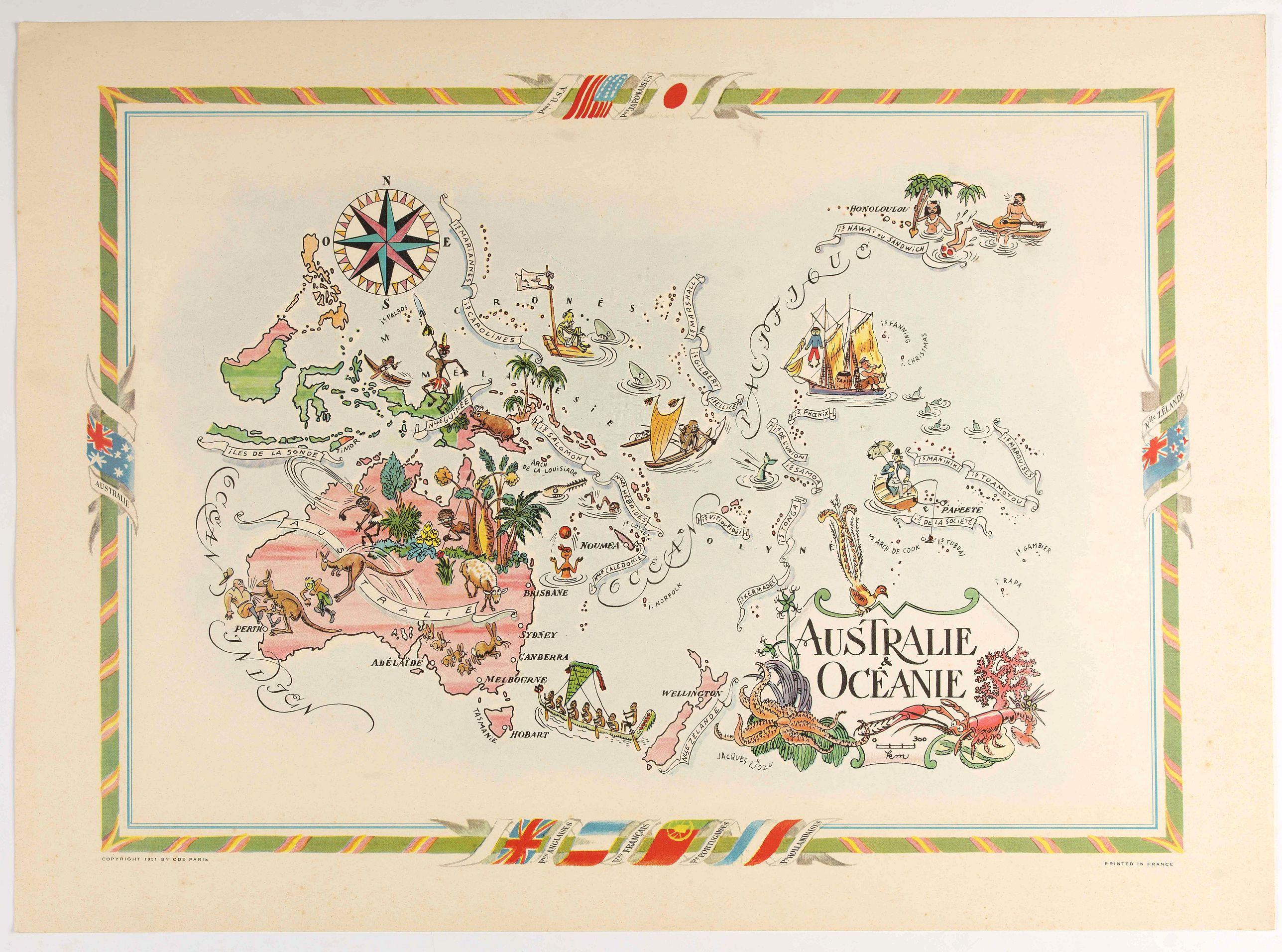 LIOZU, J., Australie et Océanie., antique map, old maps