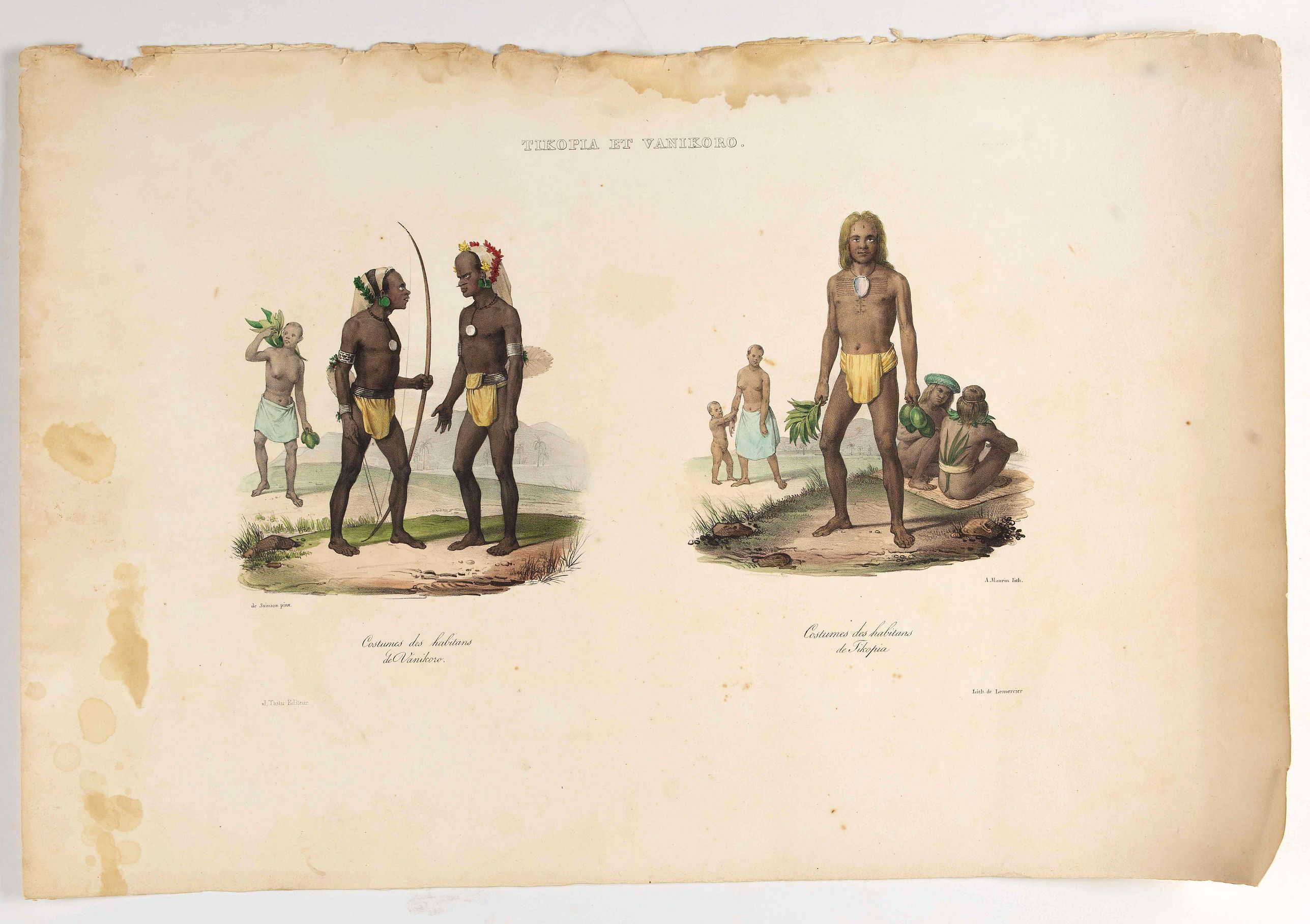 DUMONT, C / D'URVILLE, J., Tikopia et Vanikoro ( Salomon Islands)., antique map, old maps