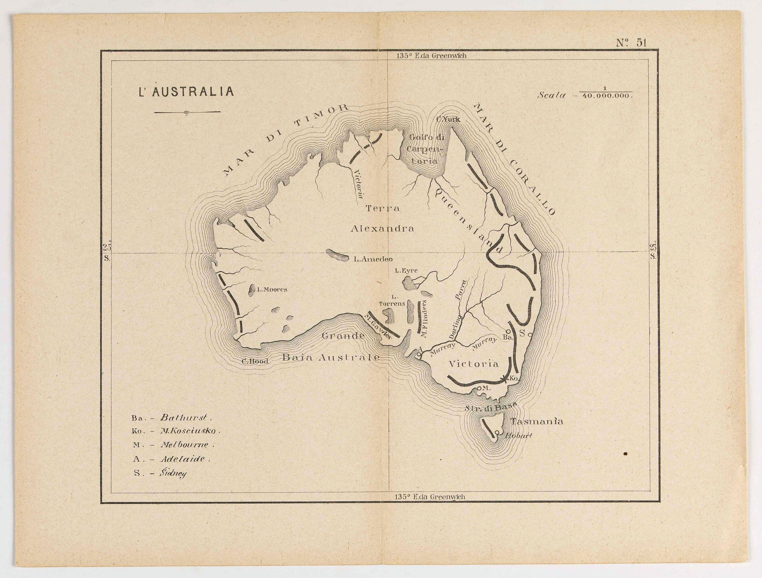 ANONYMOUS, L'Australia. (N°51), antique map, old maps
