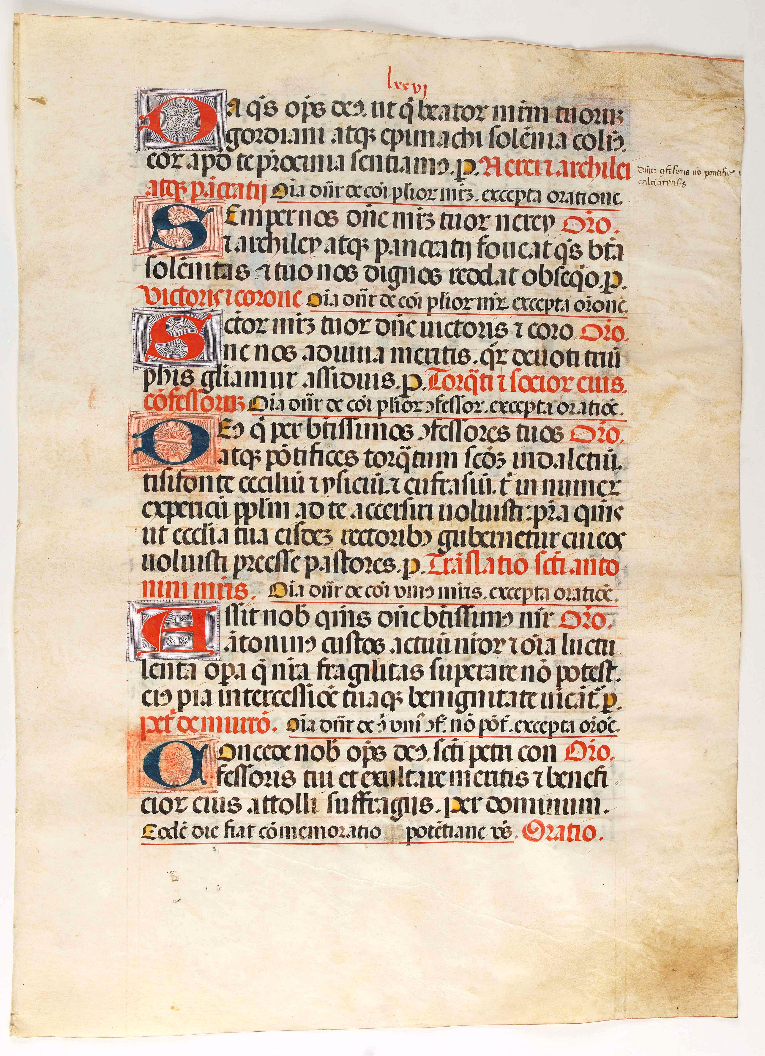ANTIPHONARIUM., Leaf on vellum from a antiphonary., antique map, old maps