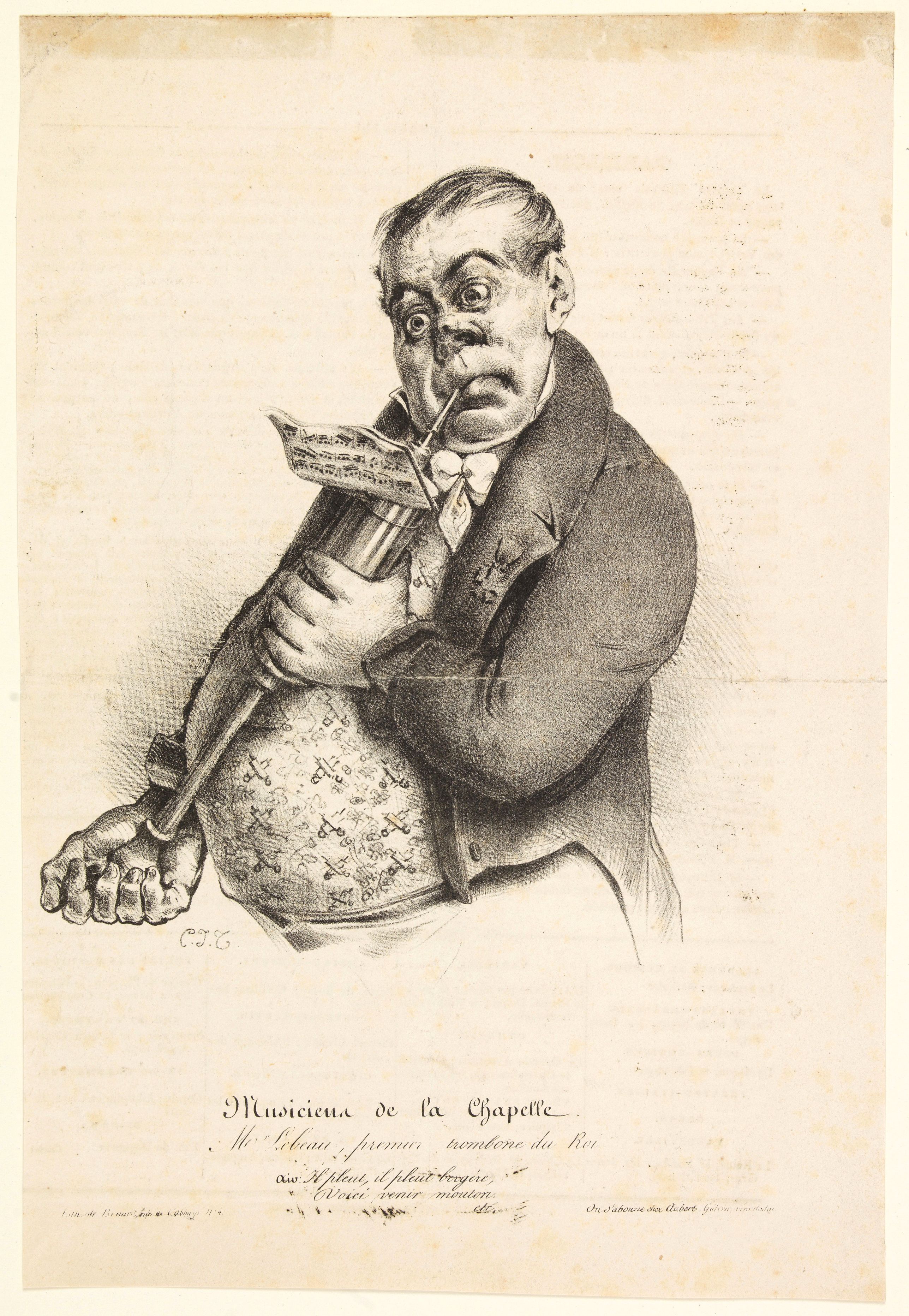 ANONYMOUS., Musicien de la Chapelle. Mr. Lebeau premier trombone du Roi., antique map, old maps