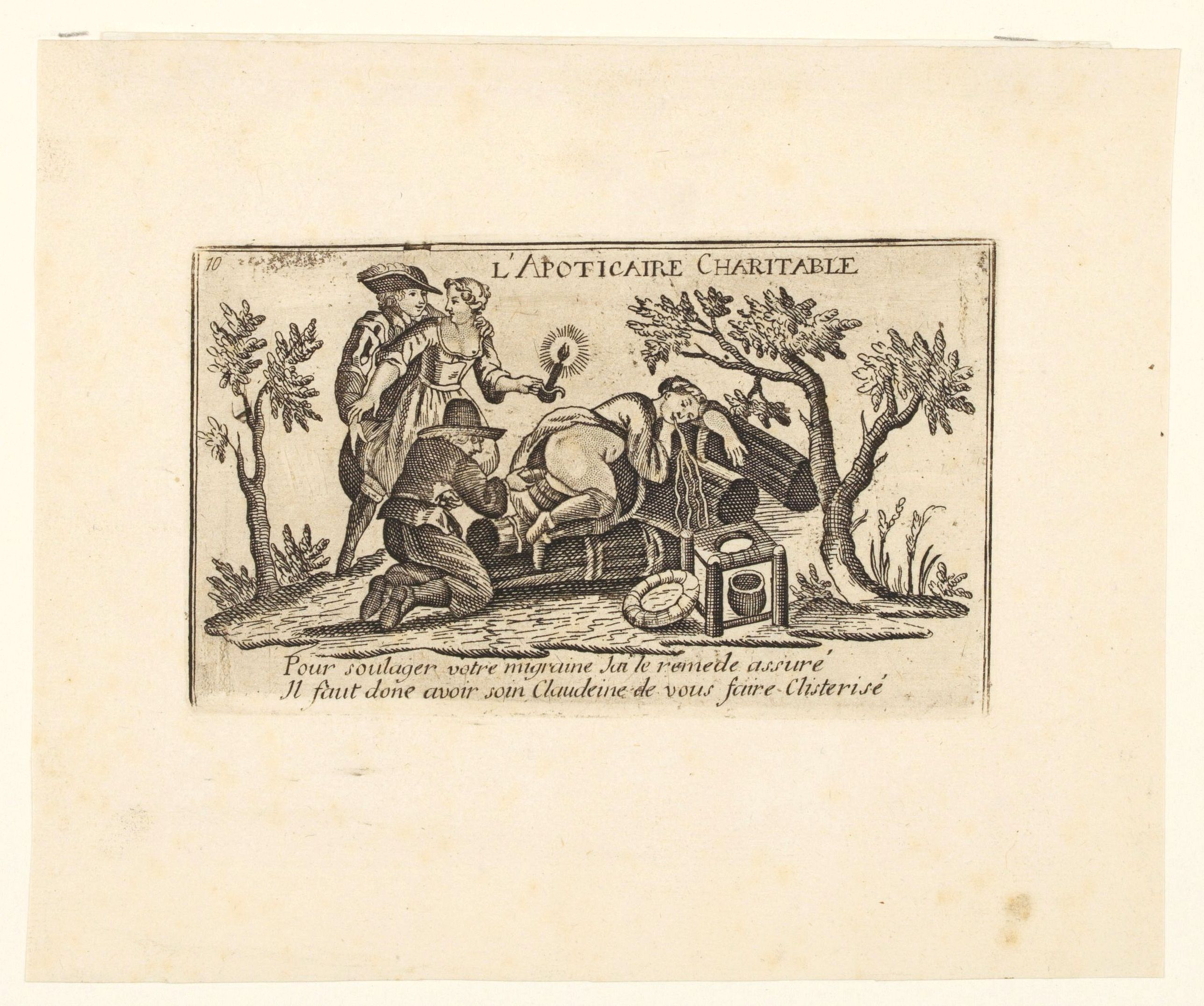 ANONYMOUS., L'Apothicaire Charitable., antique map, old maps