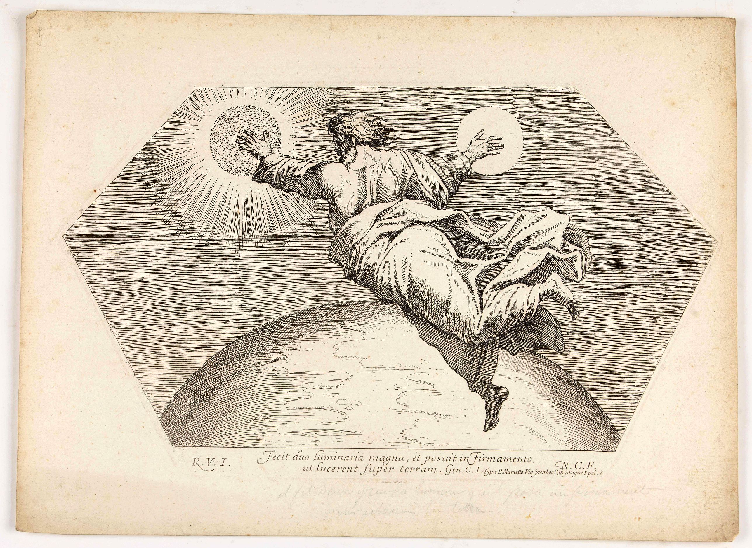 CHAPRON, N., Fecit duo luminaria magna, et posuit in firmamento, ut lucerent super terram. . . . (Plate 3), antique map, old maps