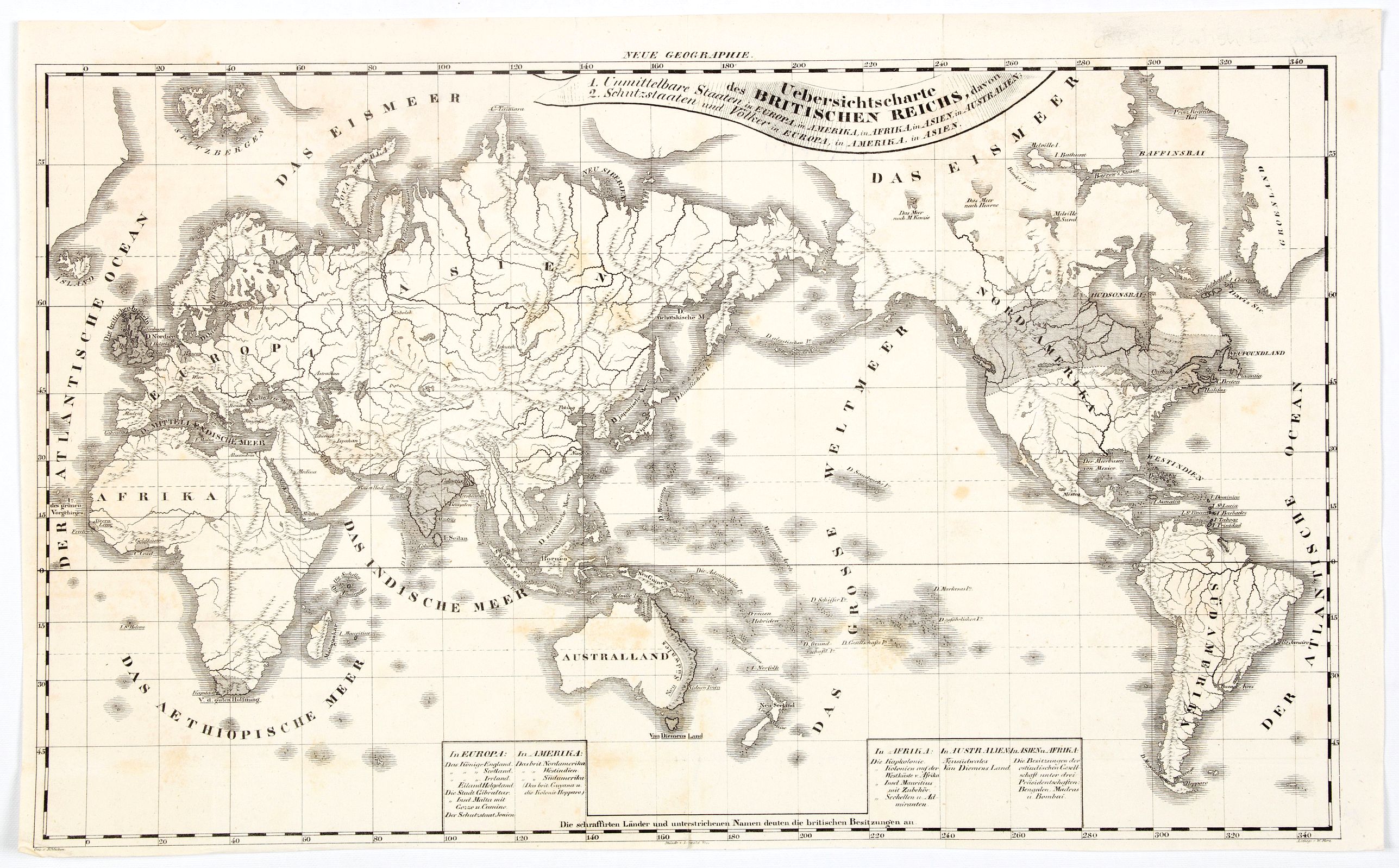 HERZ, W., Uebersichtscharte Britischen Reichs. . .British Empire, antique map, old maps