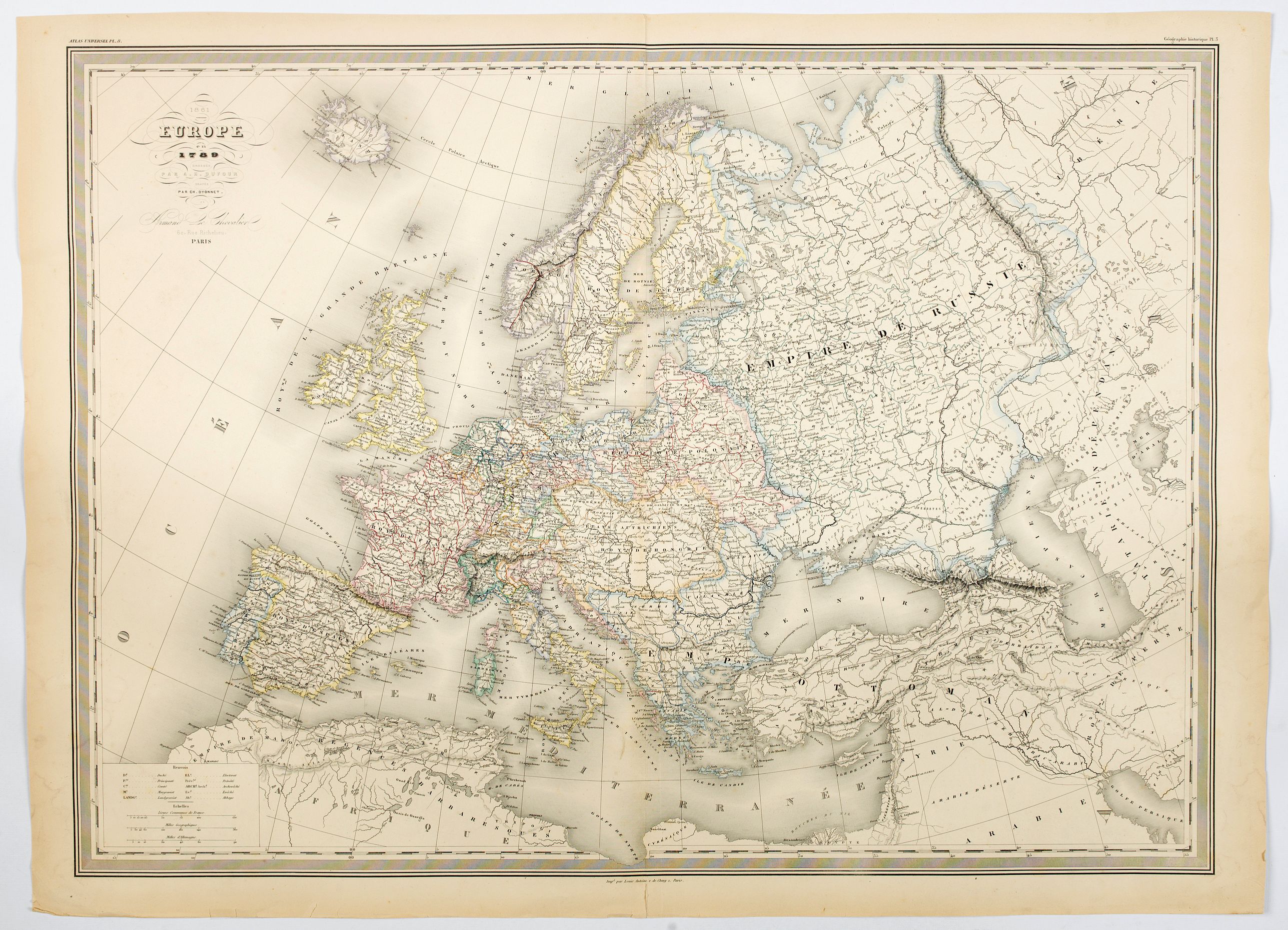 DUFOUR, A.H., Europe en 1789 (1861)., antique map, old maps