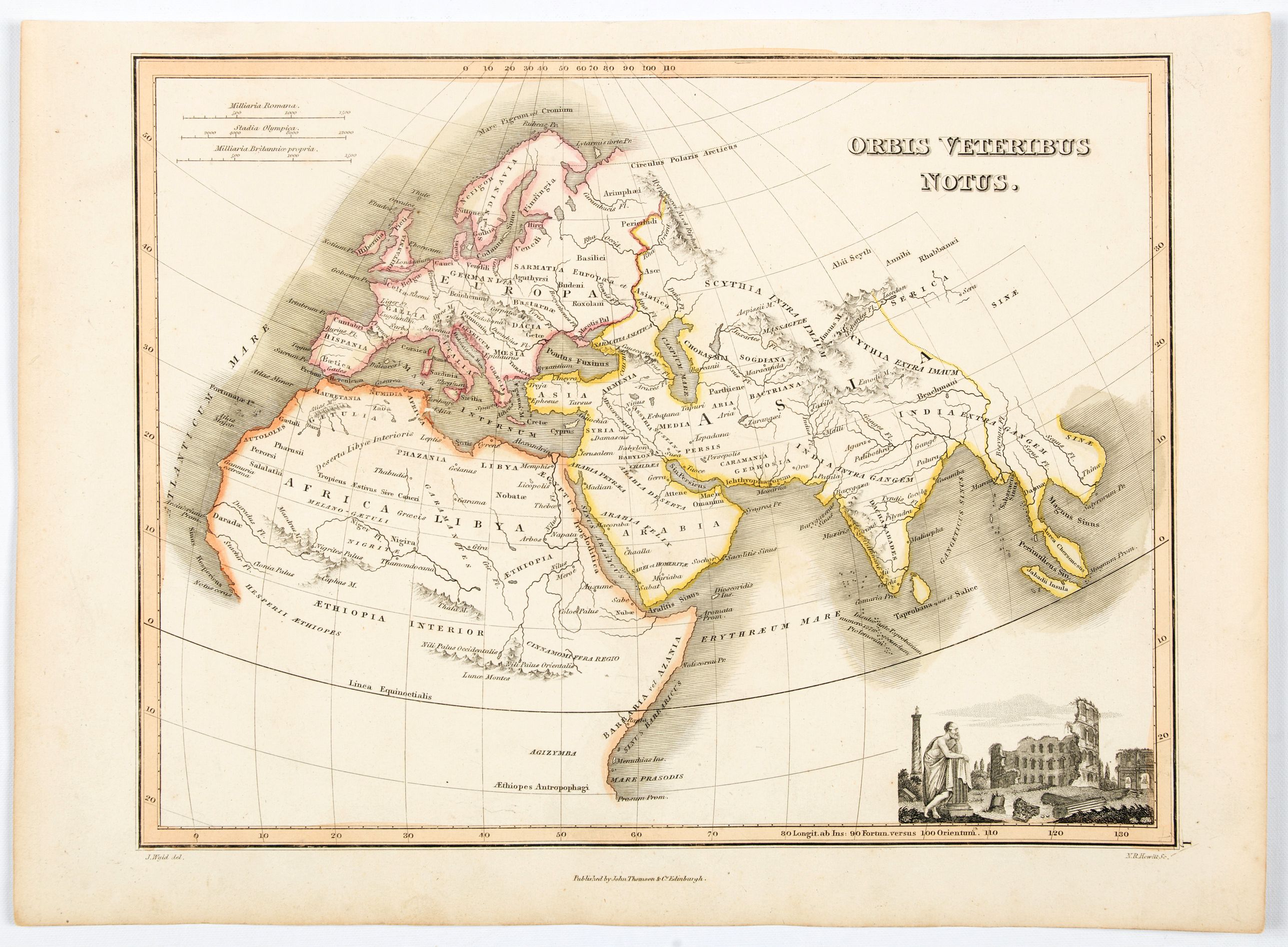 THOMSON, J., Orbis Veteribus Notus., antique map, old maps
