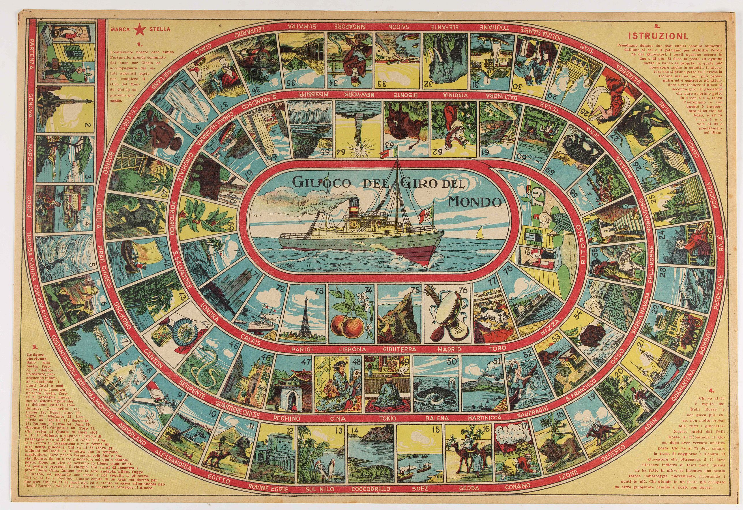 STELLA, M., Giuoco del Giro del Mondo, antique map, old maps