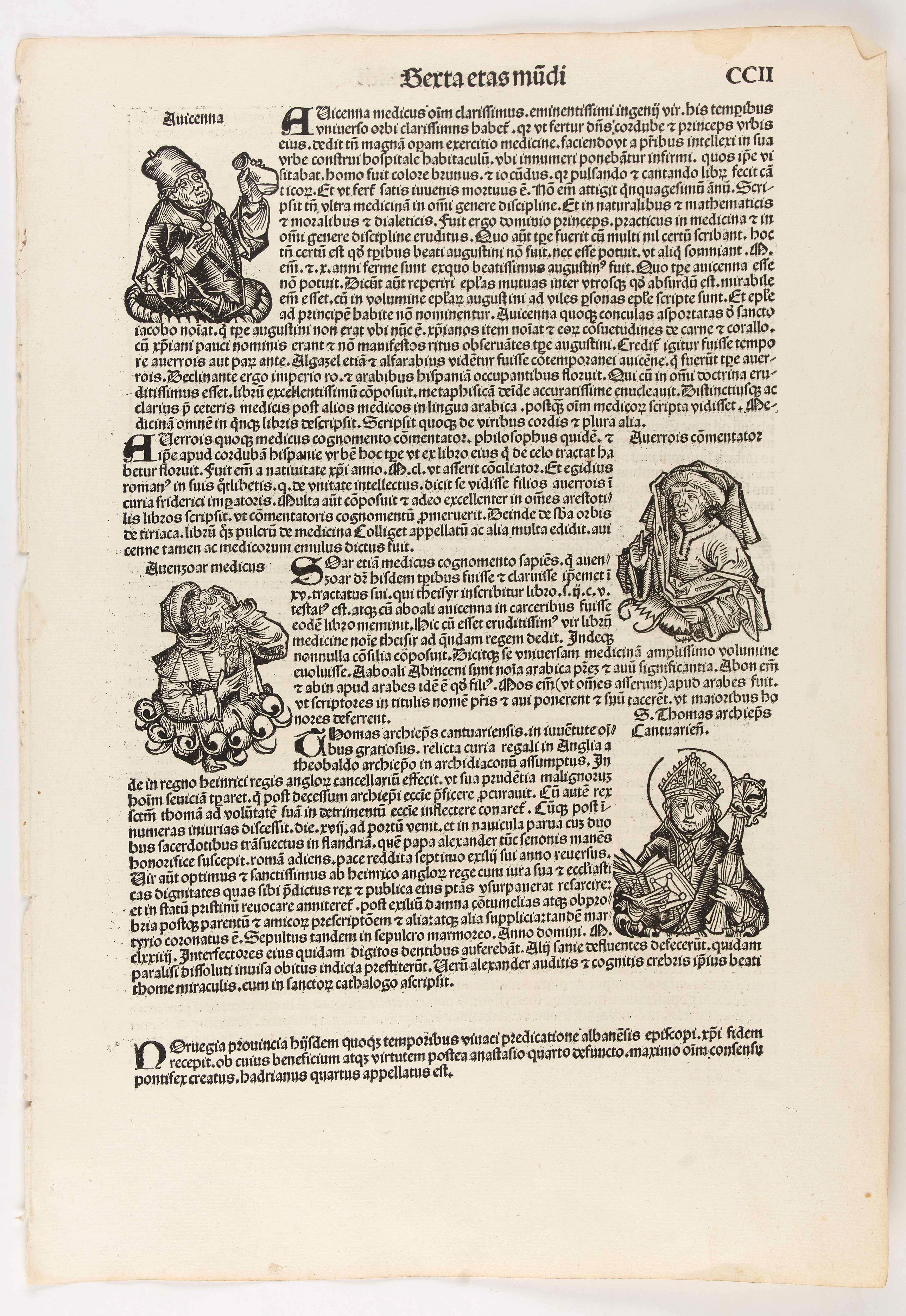 SCHEDEL, H., Sexta etas mundi. CCII, antique map, old maps
