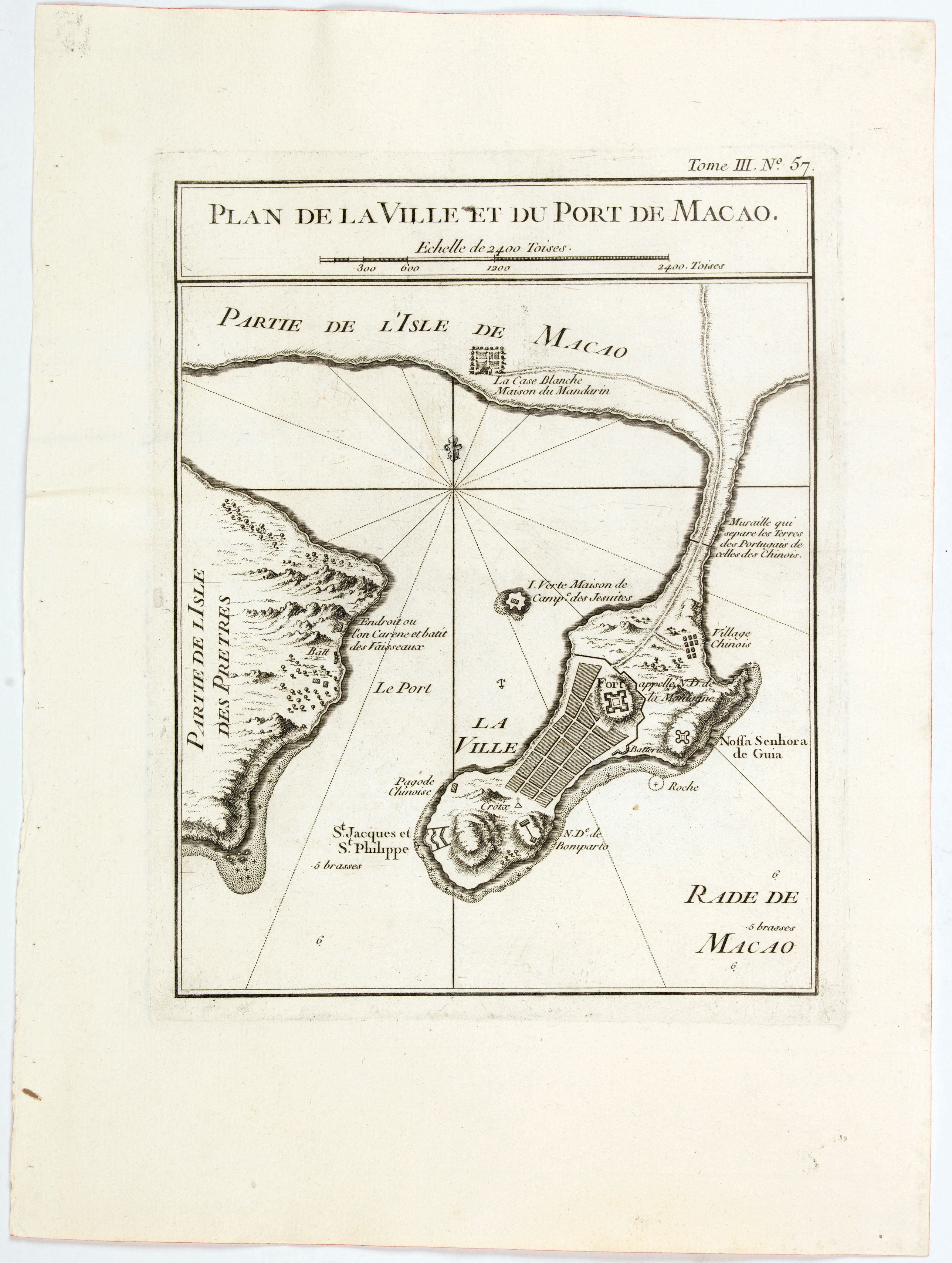 BELLIN, J.N., Plan de la ville et du port de Macao., antique map, old maps