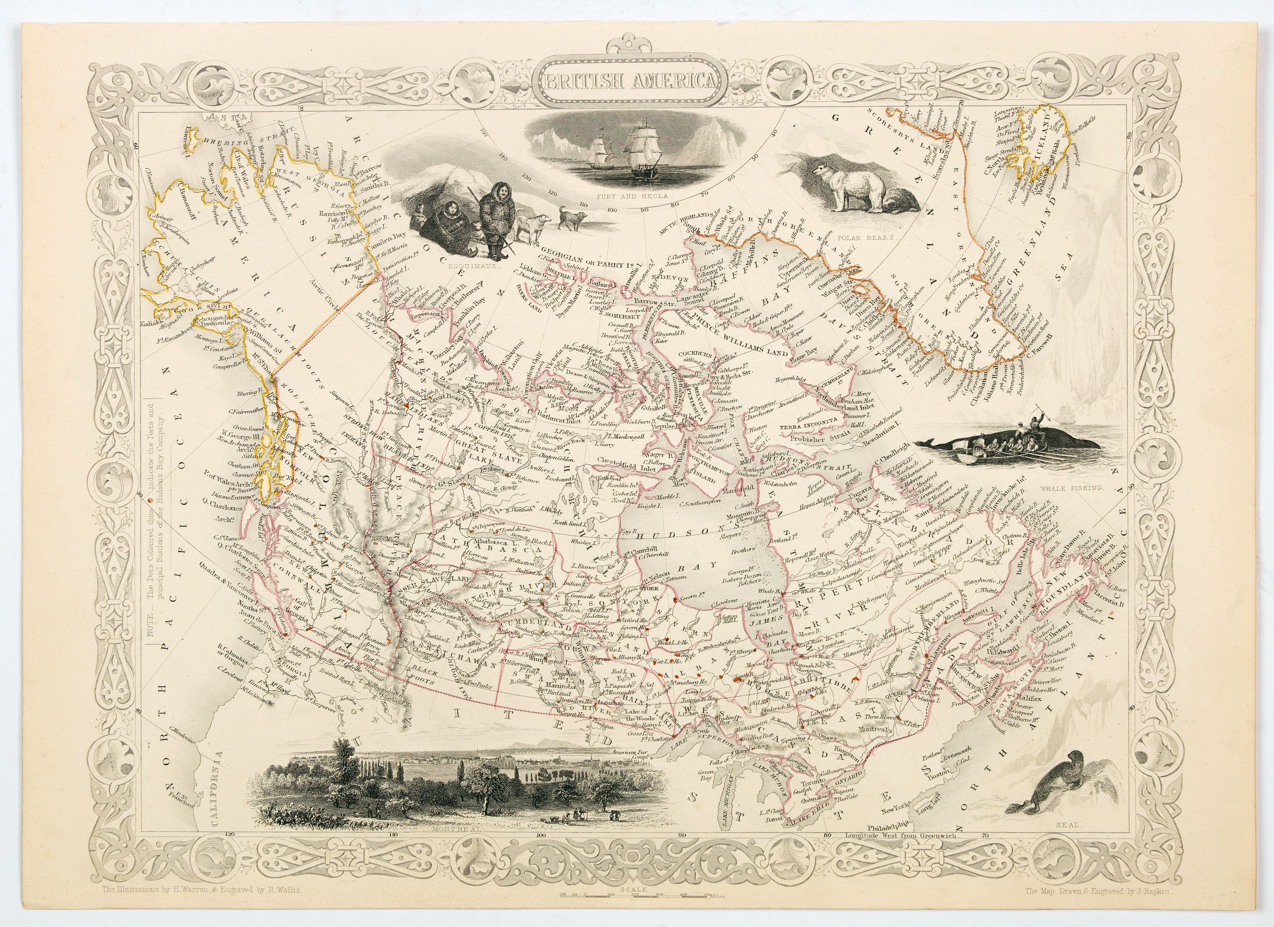 TALLIS, John., British America., antique map, old maps