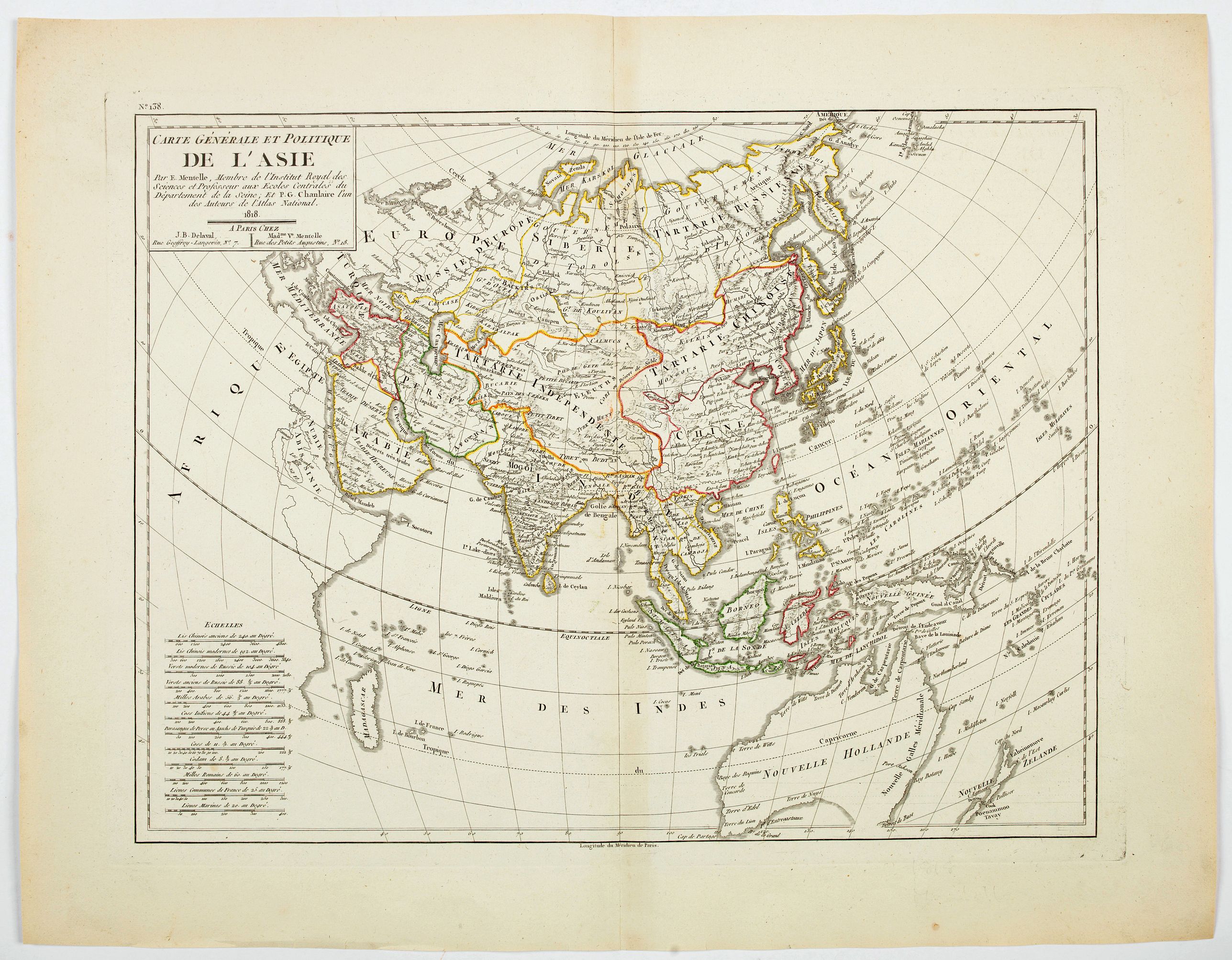 MENTELLE., Carte Generale et Politique de L'Asie. . ., antique map, old maps