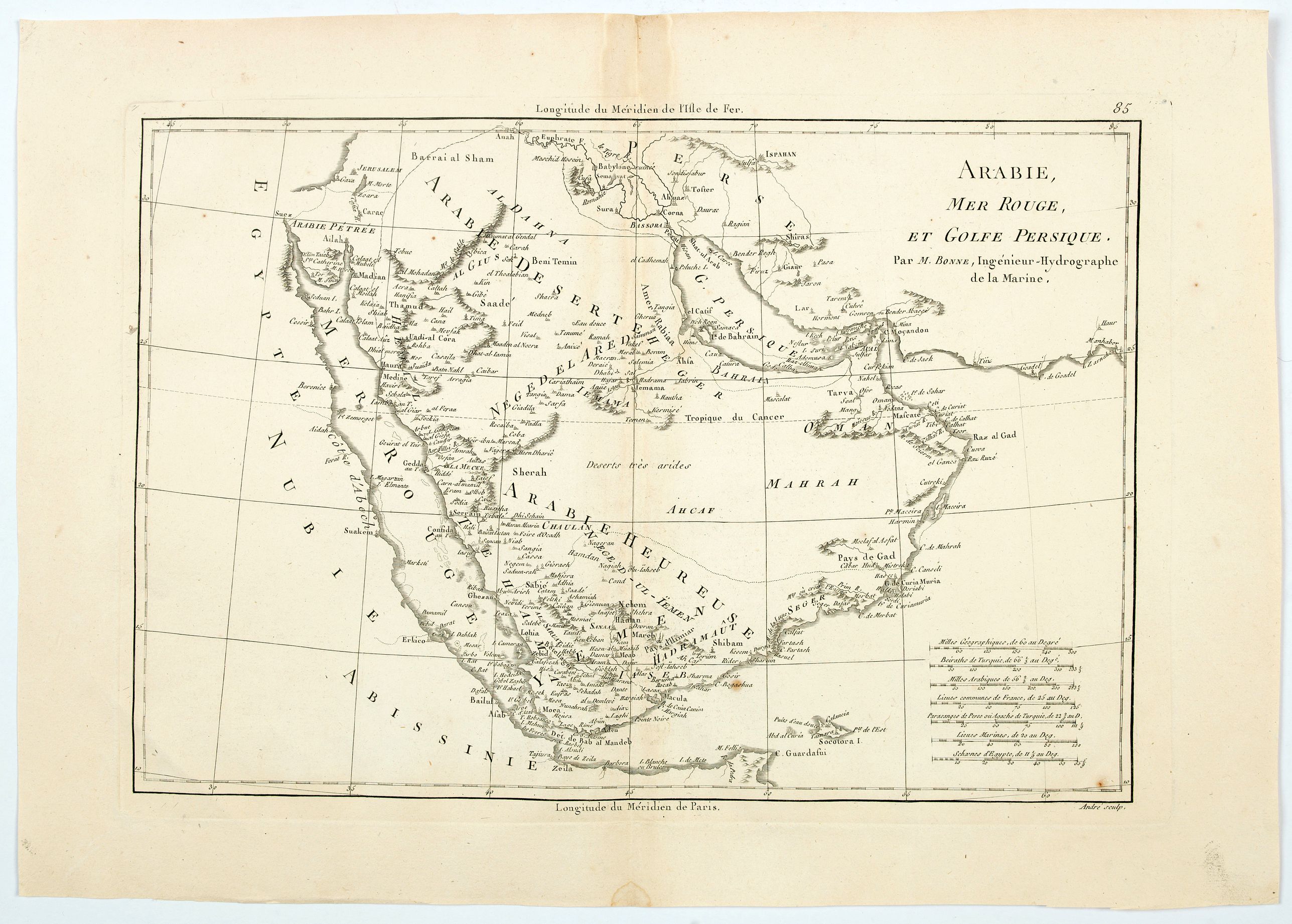 BONNE, R., Arabie, Mer Rouge, et Golfe Persique., antique map, old maps