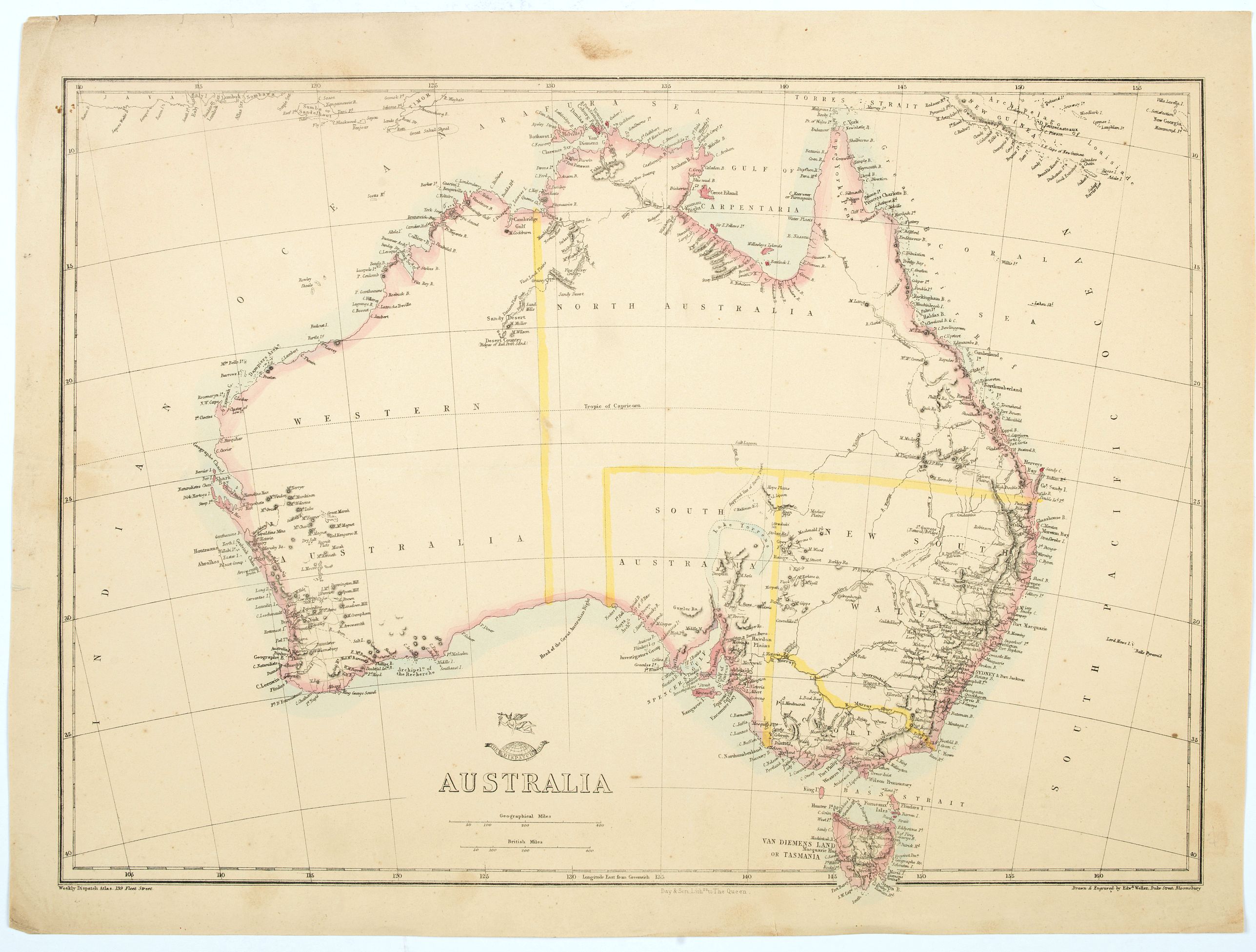 WELLER., Australia., antique map, old maps
