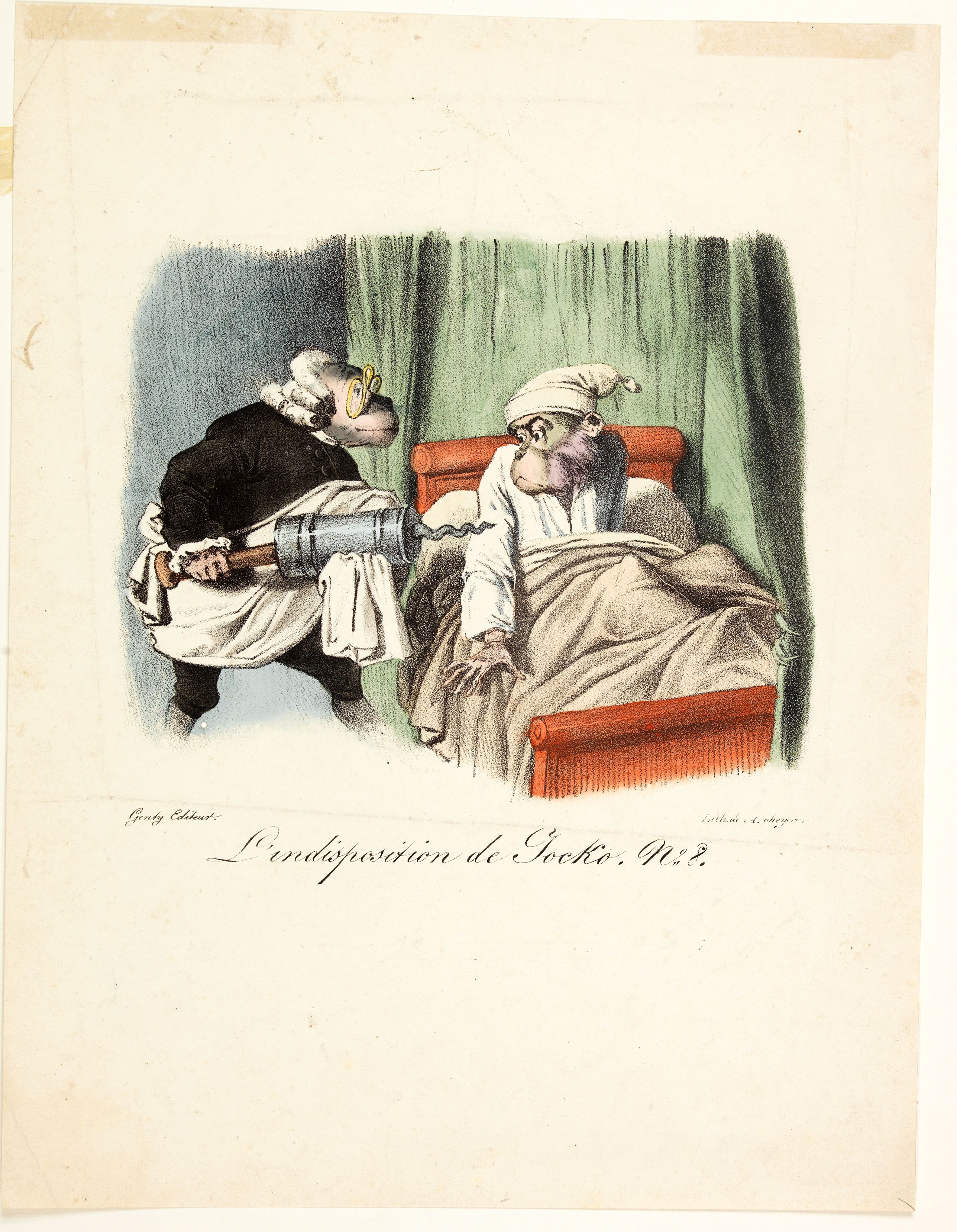 GENTY., L'Indisposition de Joko. No. 8., antique map, old maps