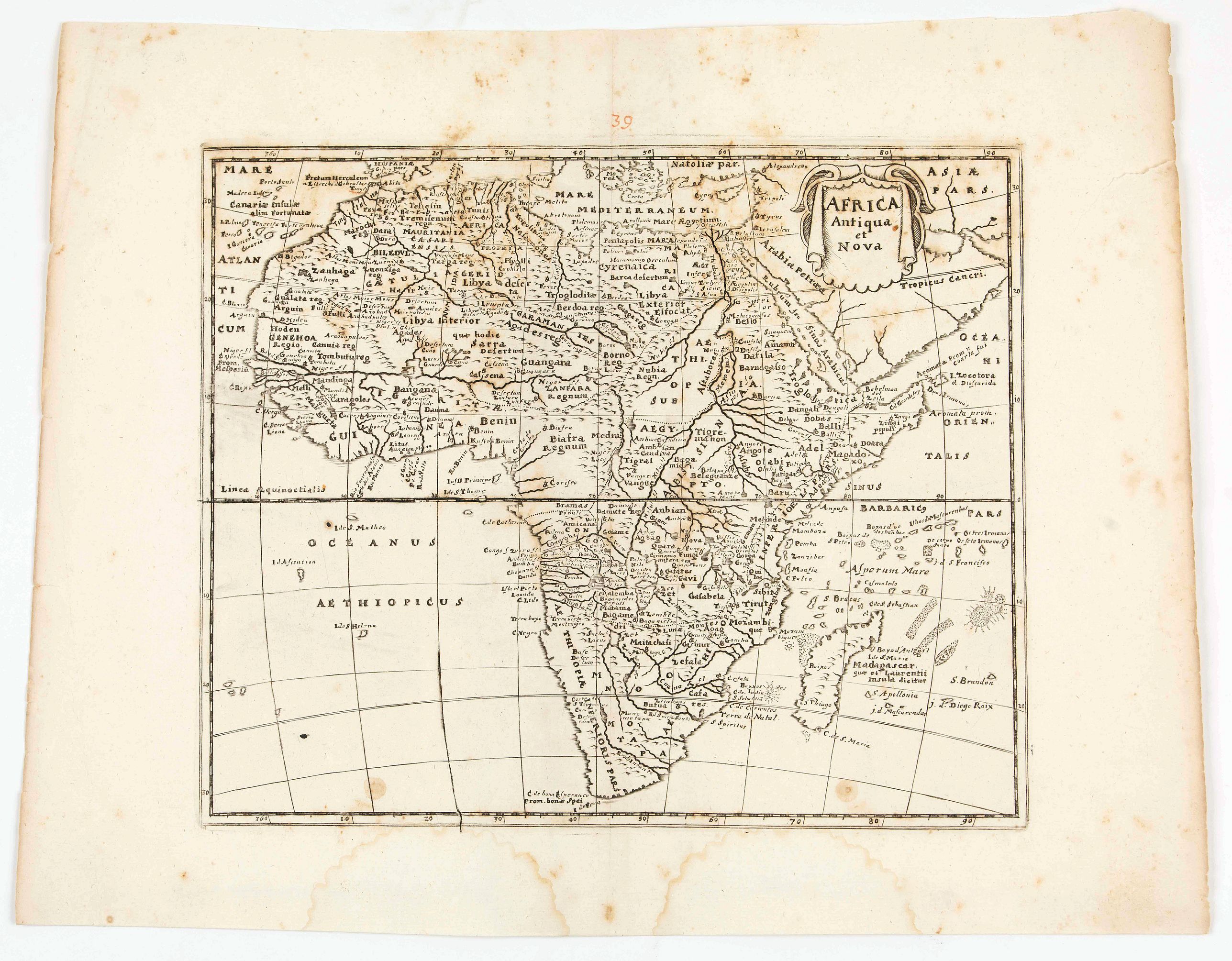 CLUVER, P., Africa antiqua et Nova., antique map, old maps